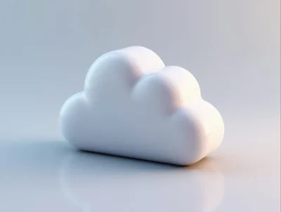 3D Rendered Glossy White Cloud Icon