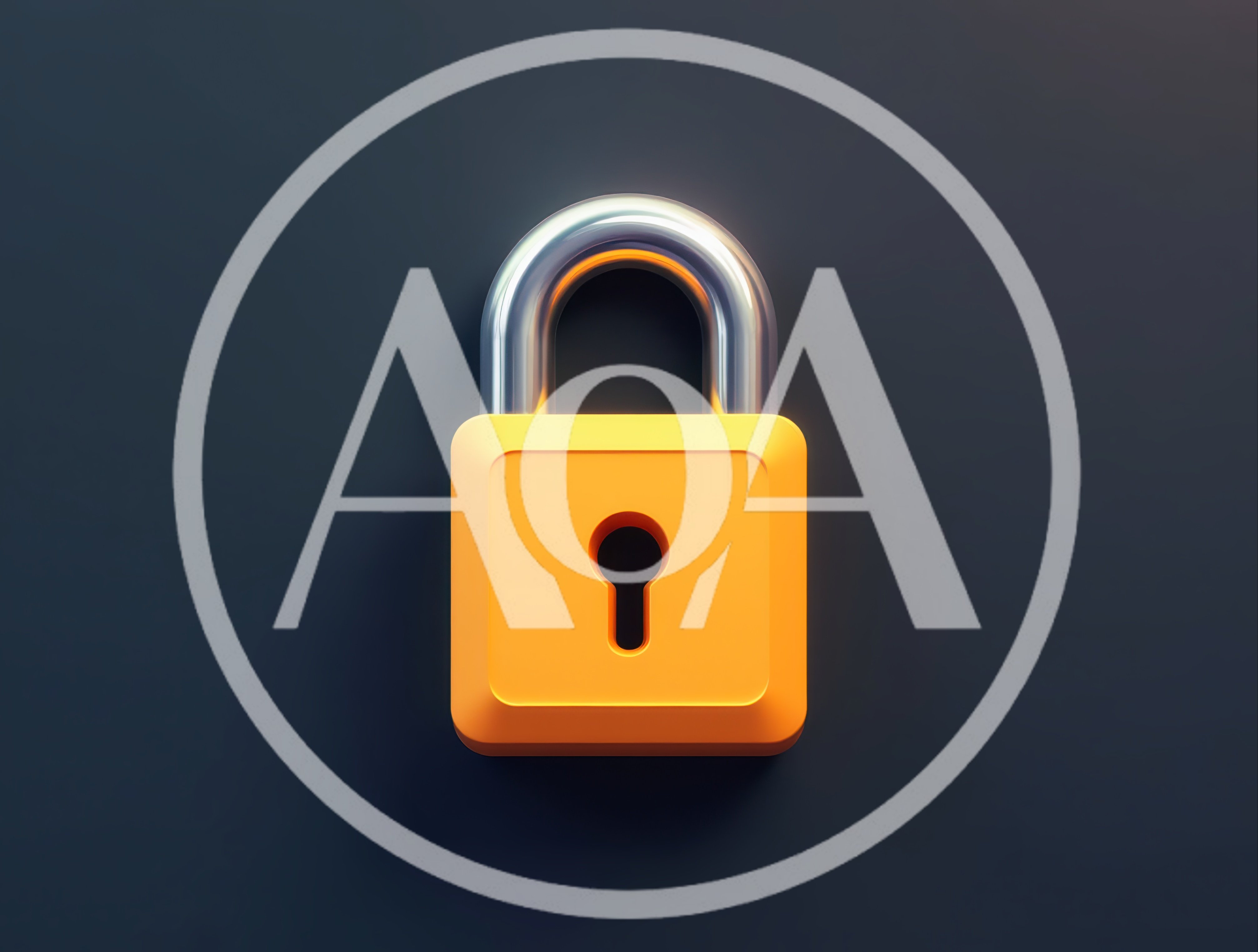 3D Rendered Yellow Padlock Icon On Dark Background