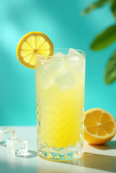 Refreshing Lemonade With Ice In A Textured Glass