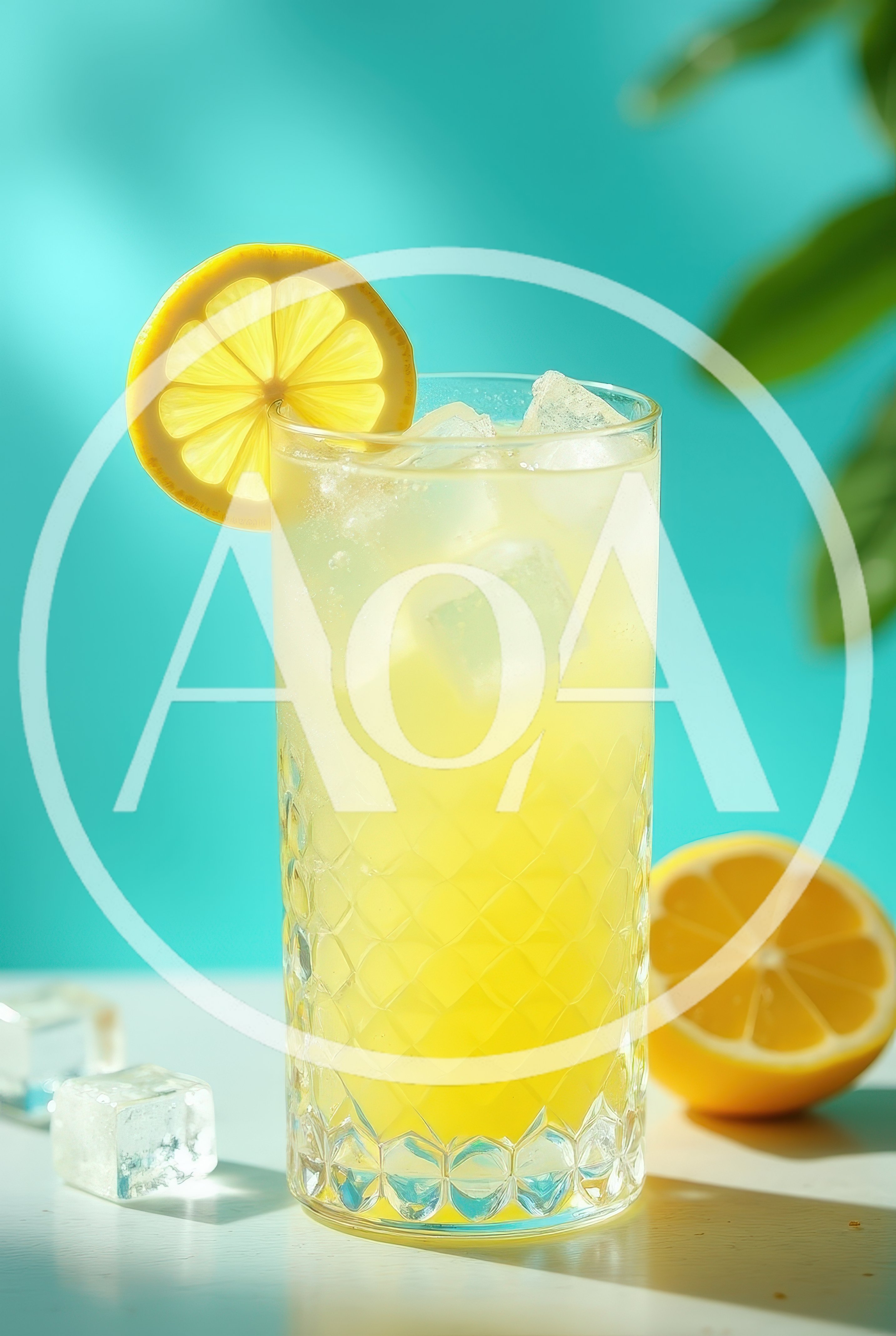 Refreshing Lemonade With Ice In A Textured Glass