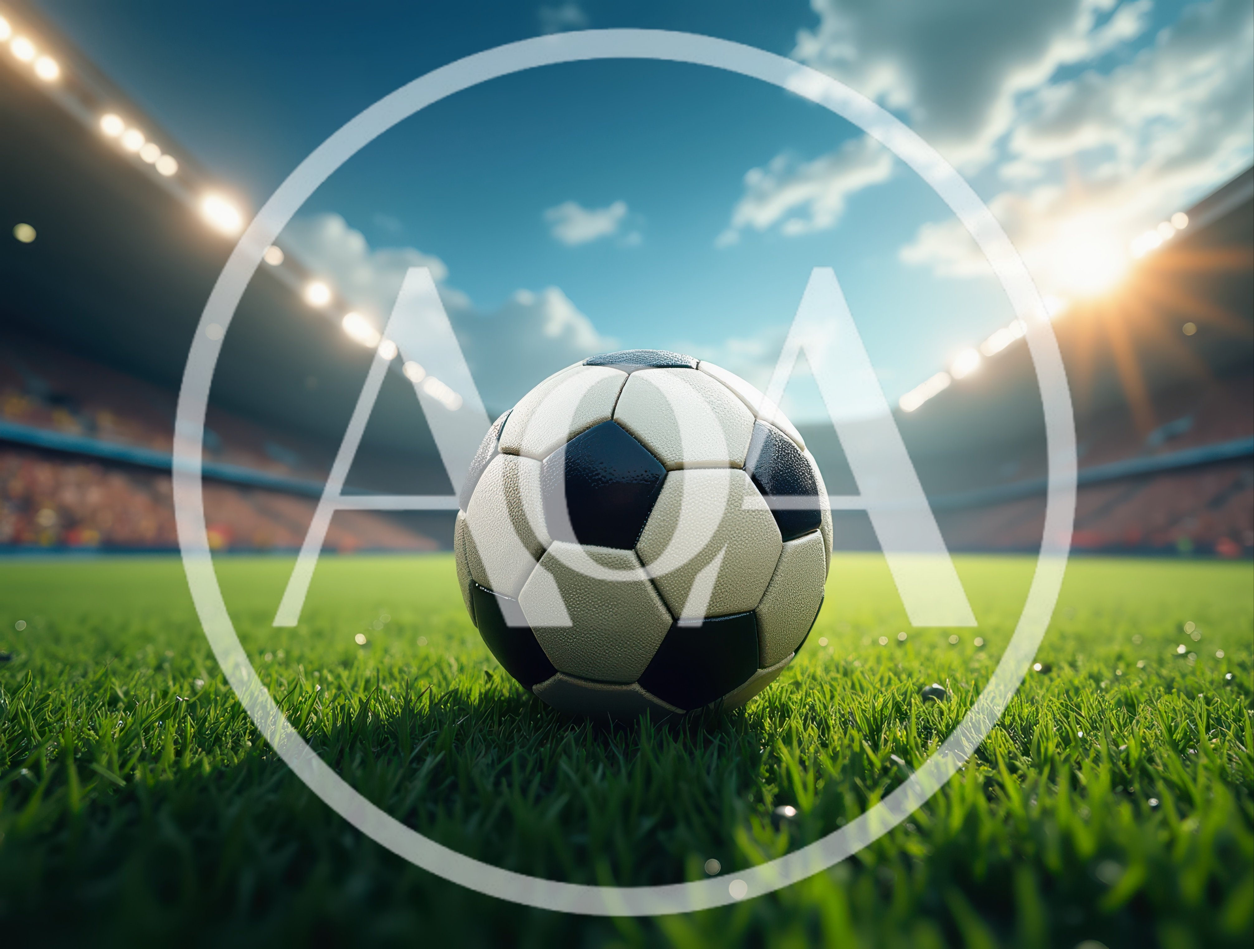 Soccer Ball Resting On Stadium Grass Field