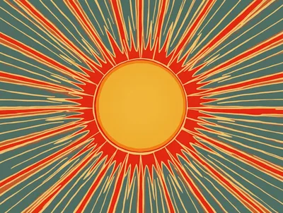 Abstract Sunburst Illustration With Retro Color Palette