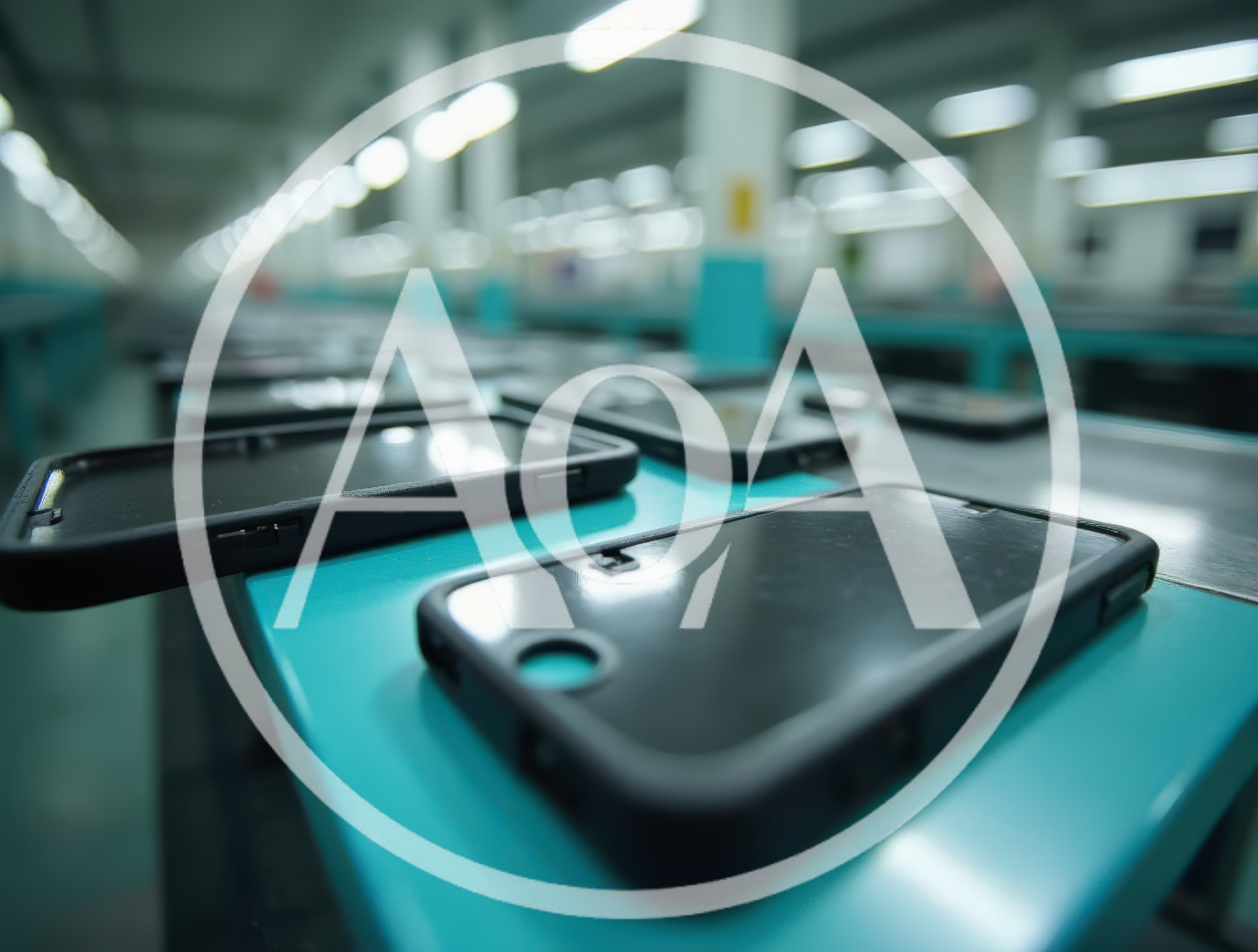 Smartphone Cases Moving Along An Industrial Assembly Line