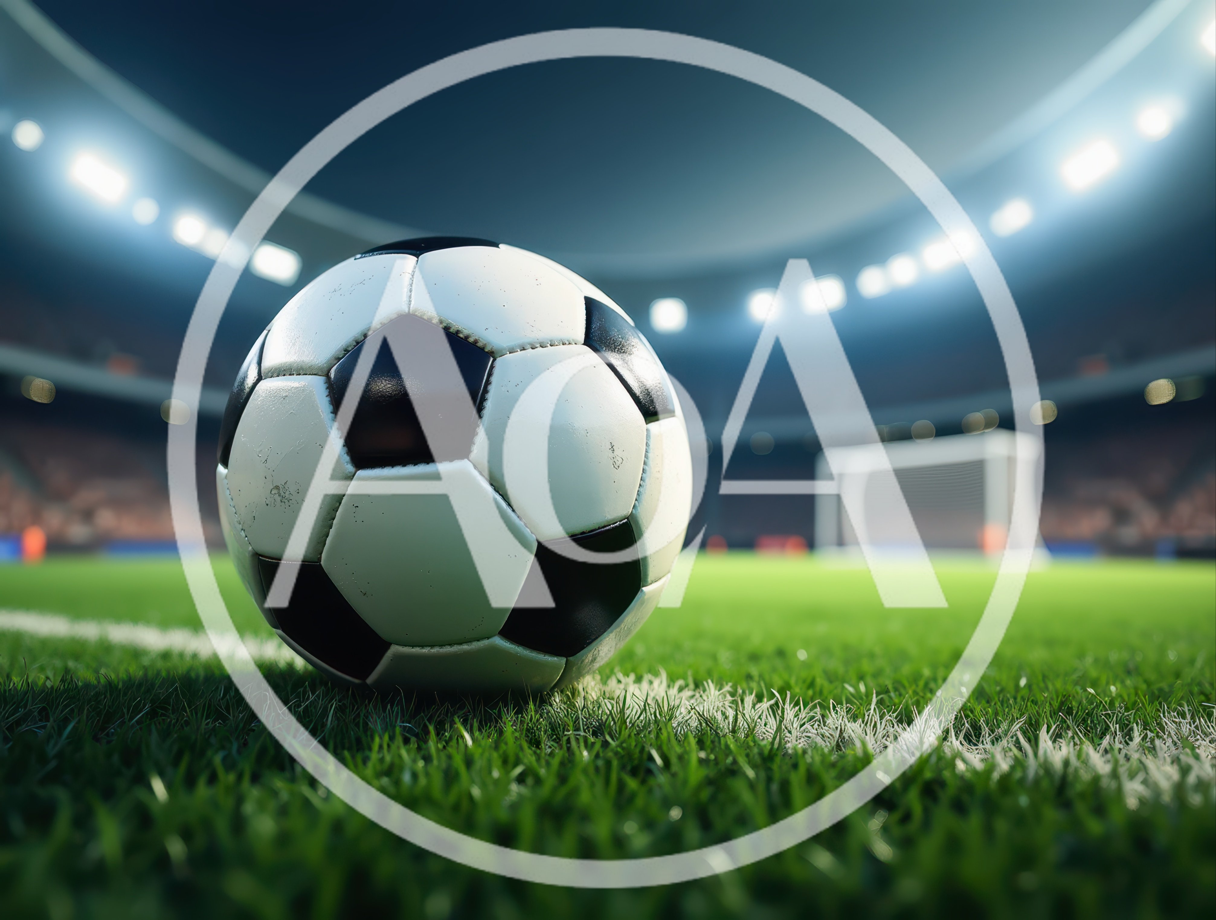 Soccer Ball Resting On Stadium Grass Field