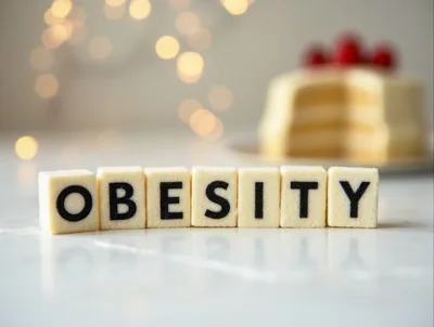 Obesity Word Spelled Out With Sugar Cubes