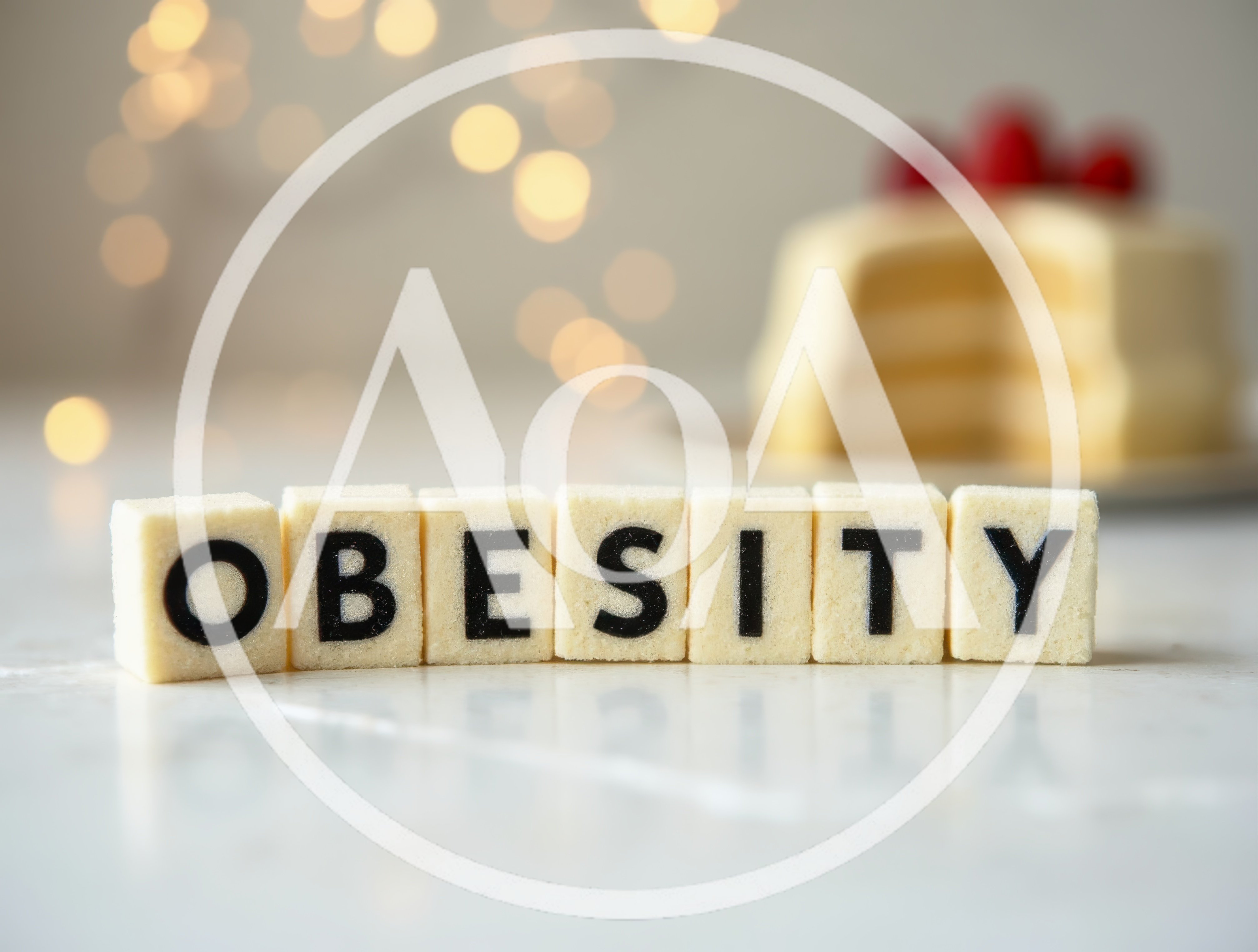 Obesity Word Spelled Out With Sugar Cubes