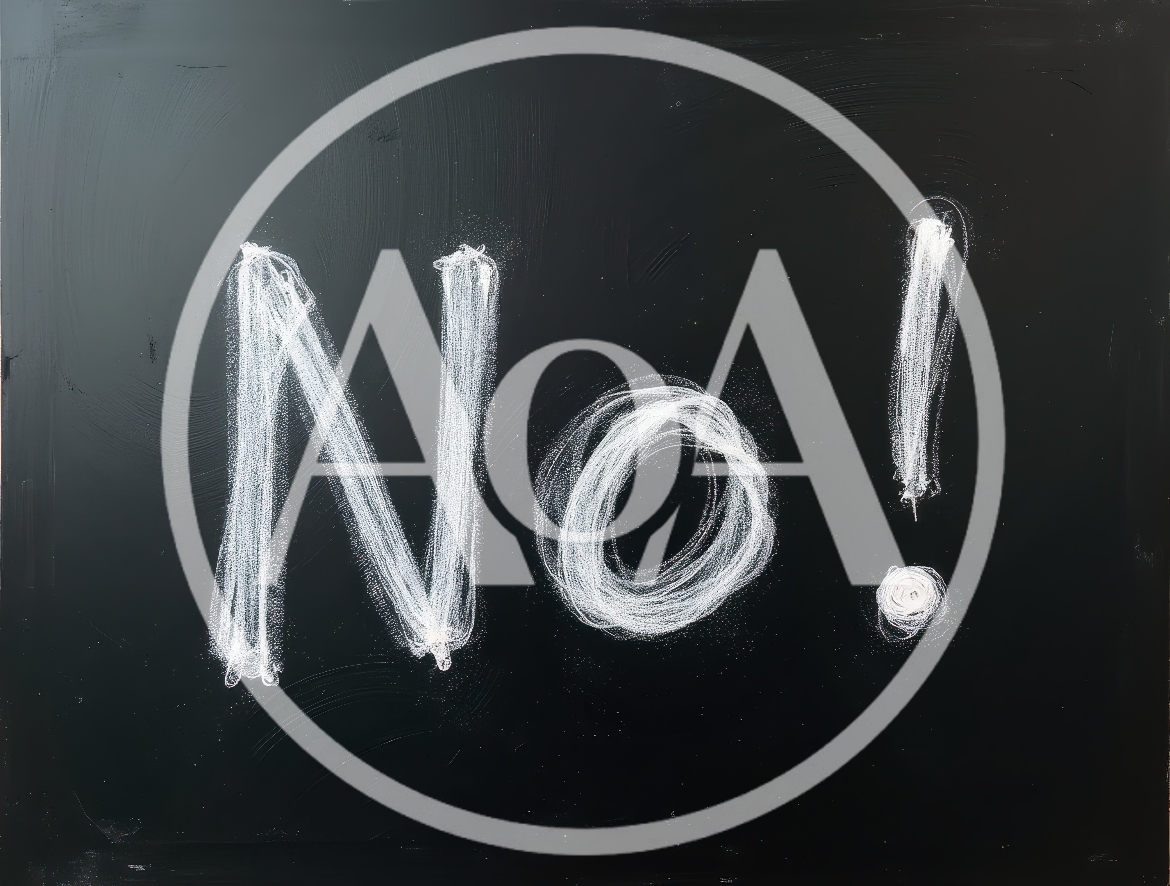 Handwritten No With Exclamation Mark On Chalkboard