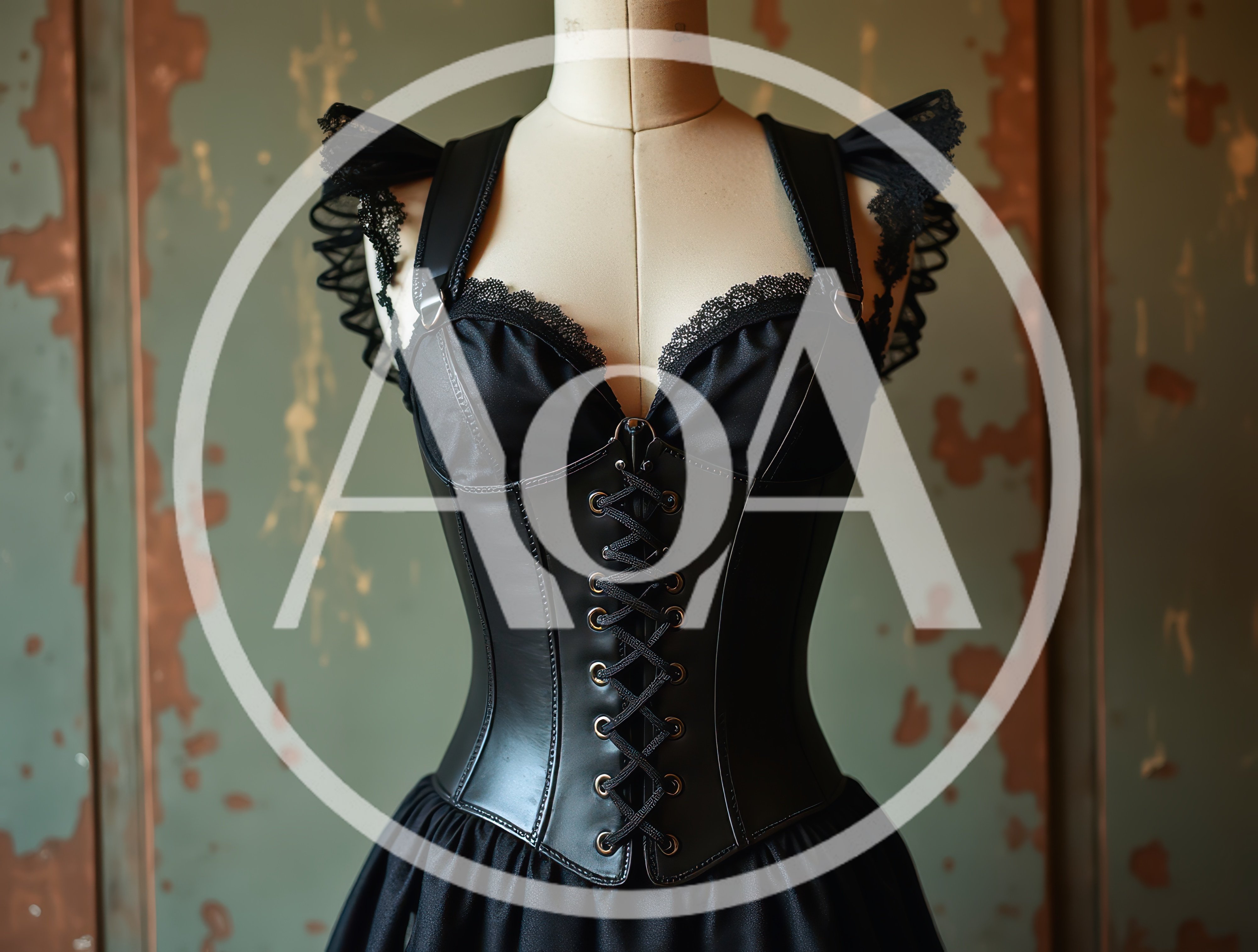 Black Gothic Corset Dress On A Tailor Mannequin