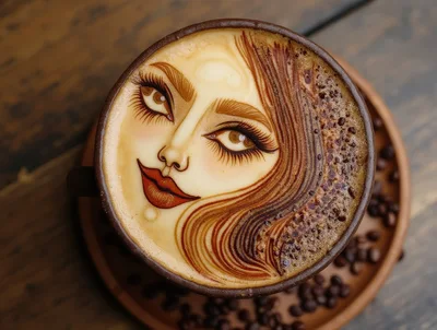 Artistic Latte Art Portrait Of A Woman
