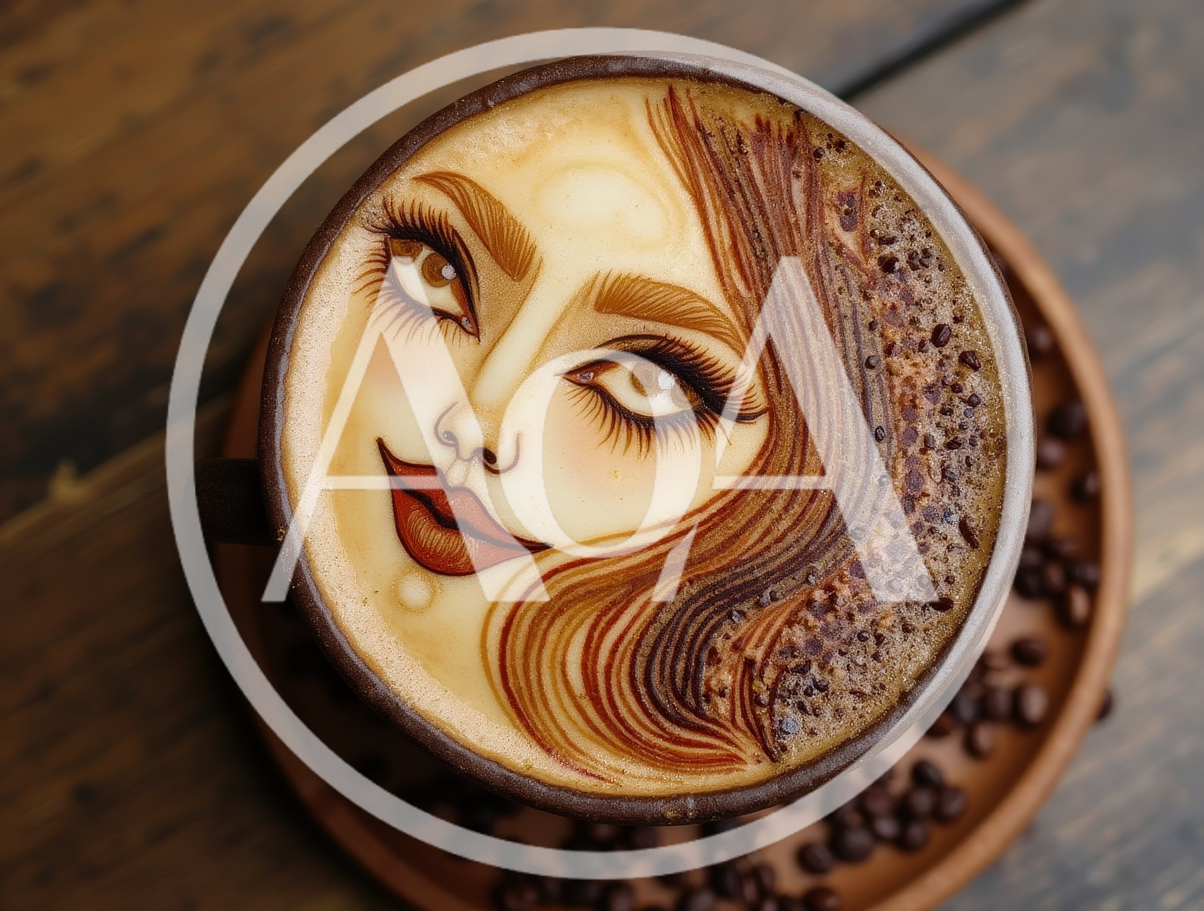 Artistic Latte Art Portrait Of A Woman