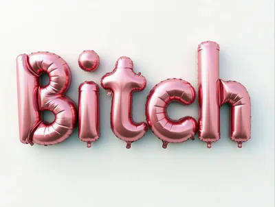 Pink Foil Balloon Letters Spelling The Word Bitch