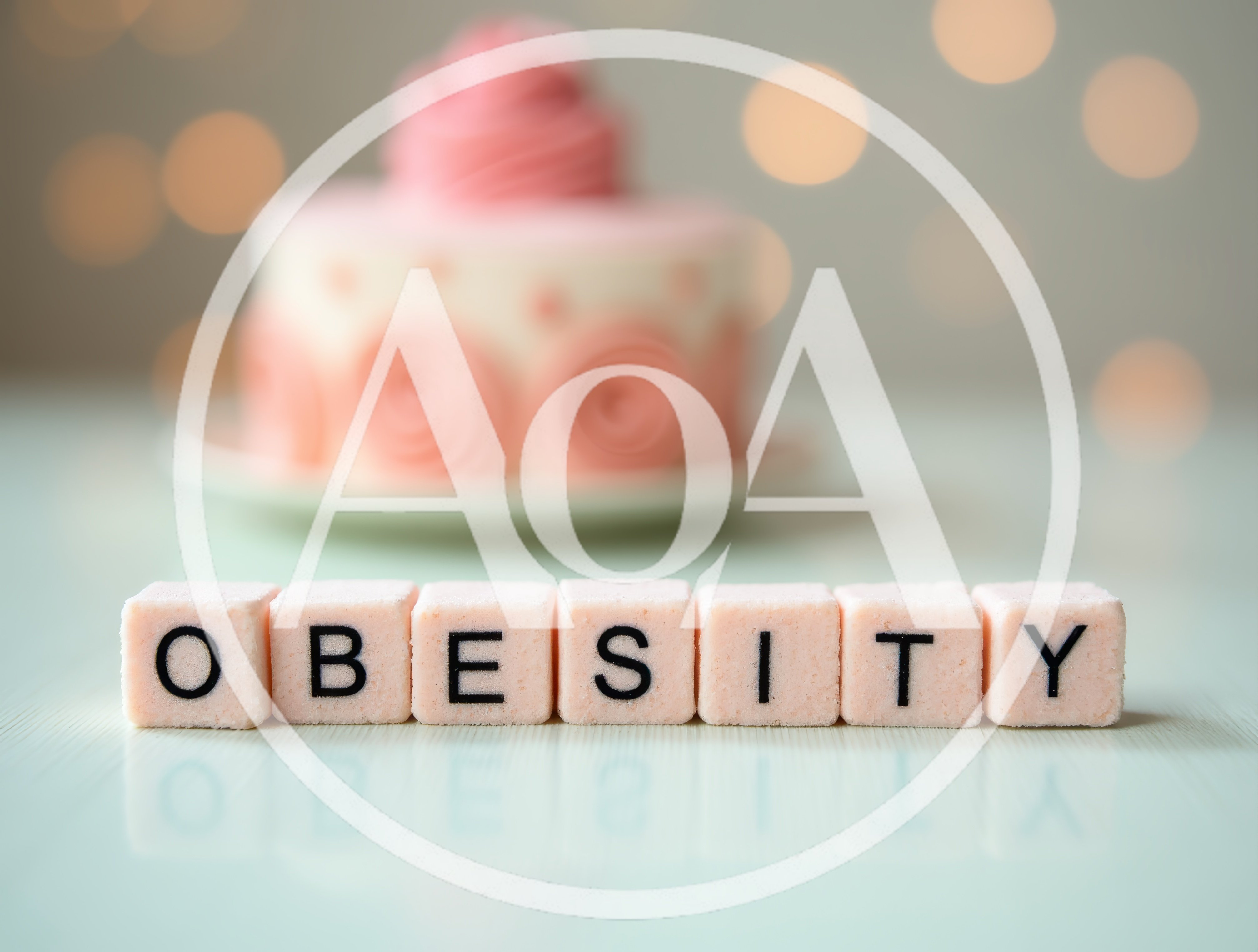 Obesity Word Spelled Out With Pink Sugar Cubes