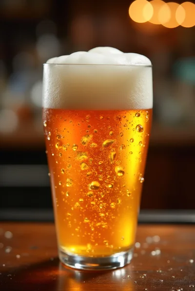 Cold Glass Of Golden Beer With Frothy Head