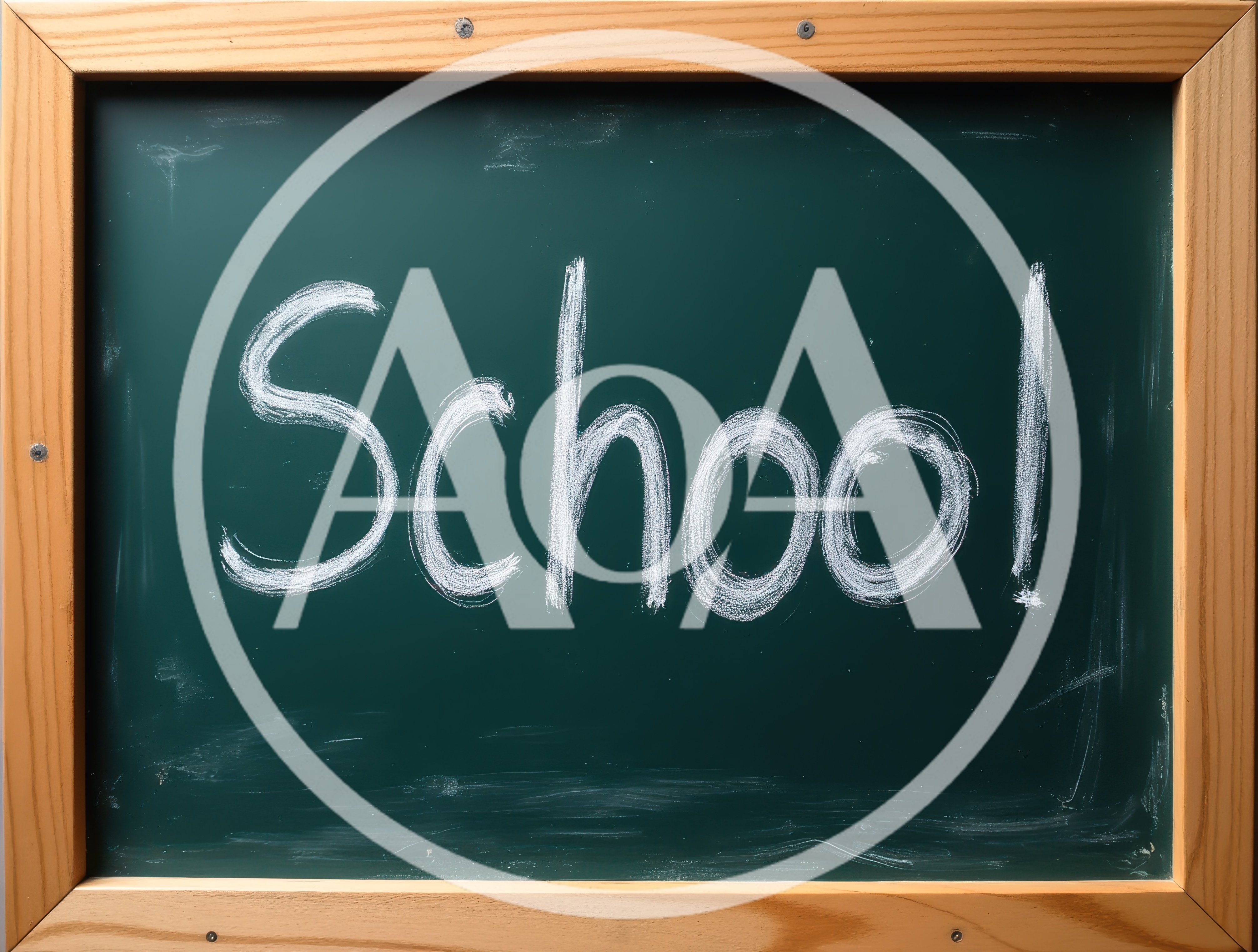 School Written In White Chalk On A Green Blackboard