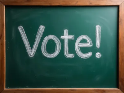 Vote Written In White Chalk On A Green Blackboard