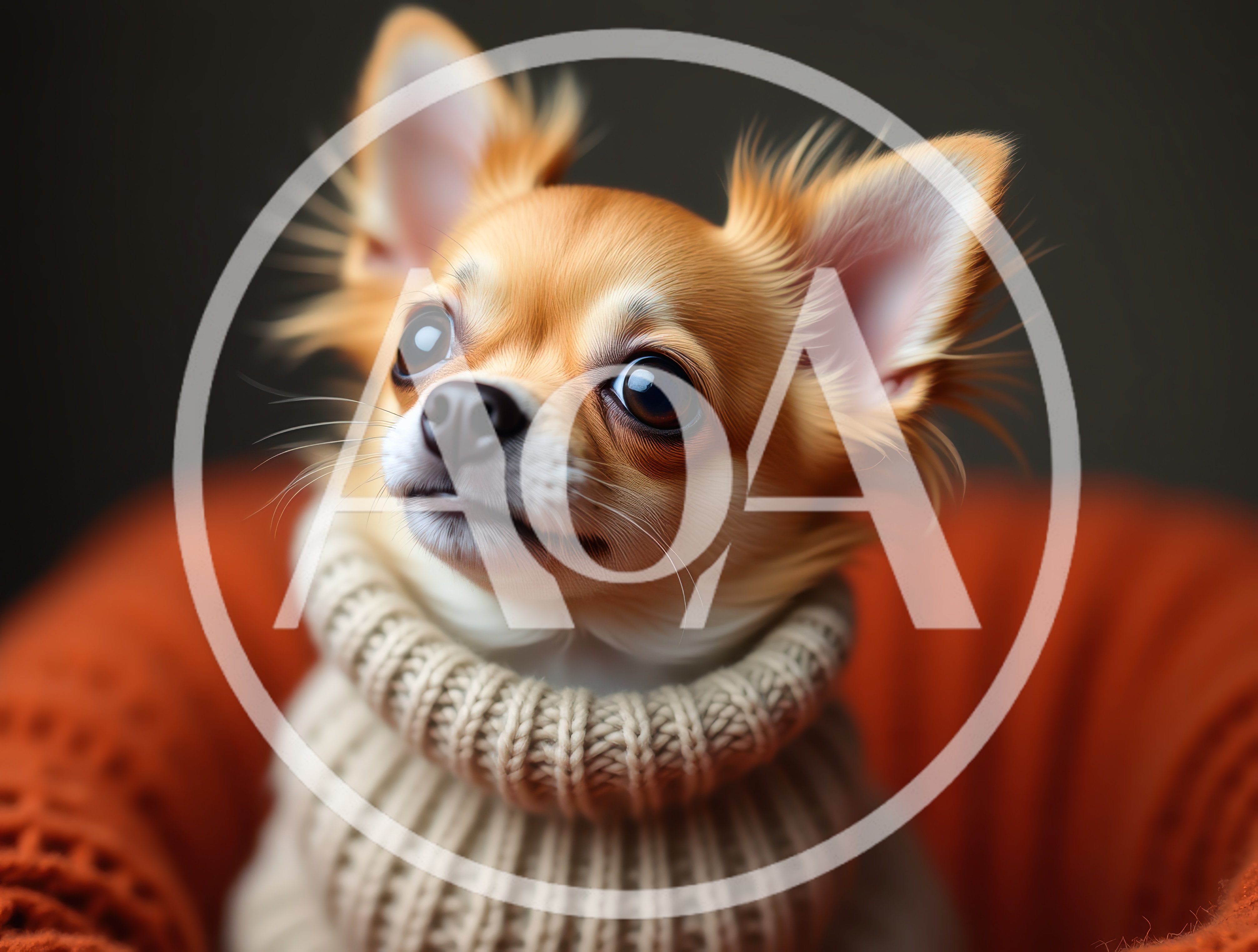 Adorable Long Haired Chihuahua Wearing A Knitted Sweater