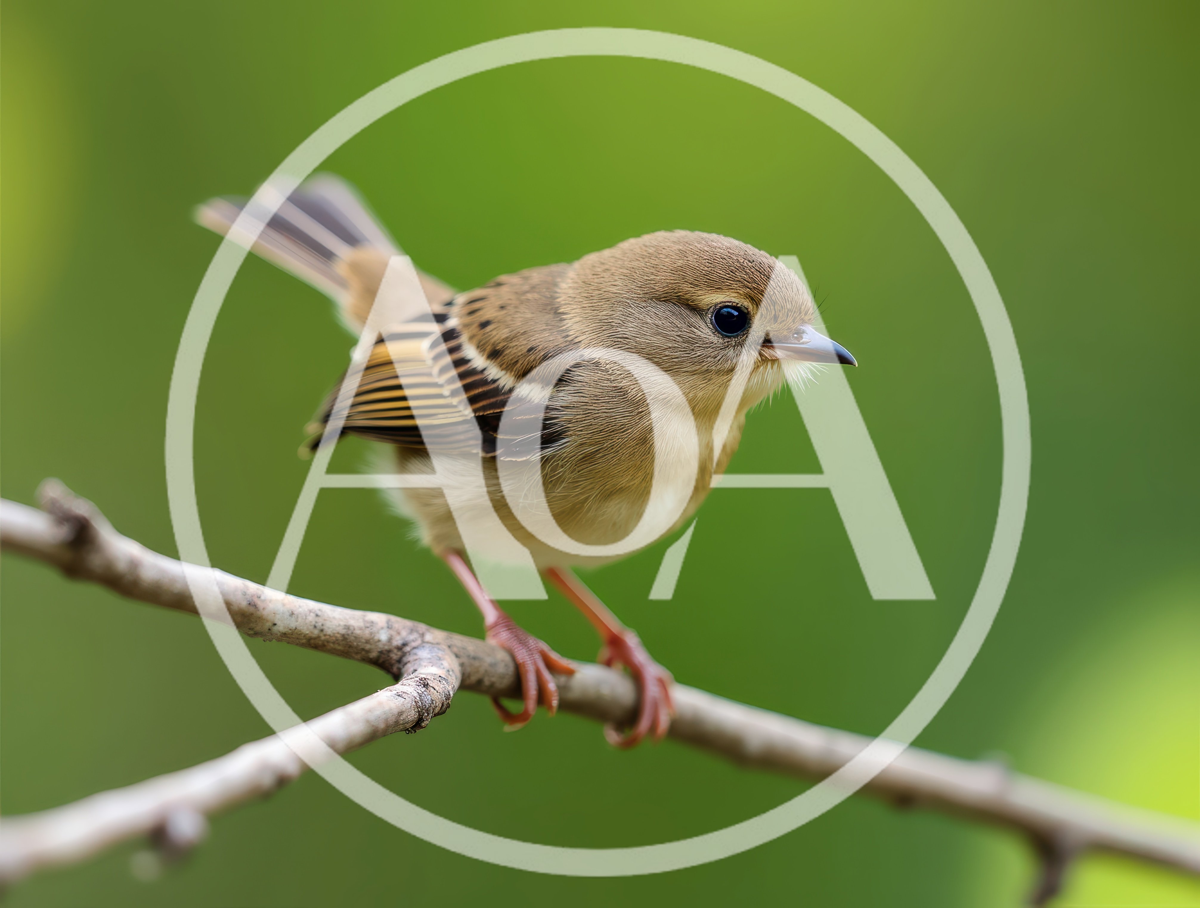Small Brown Bird Perched on a Thin Tree Branch