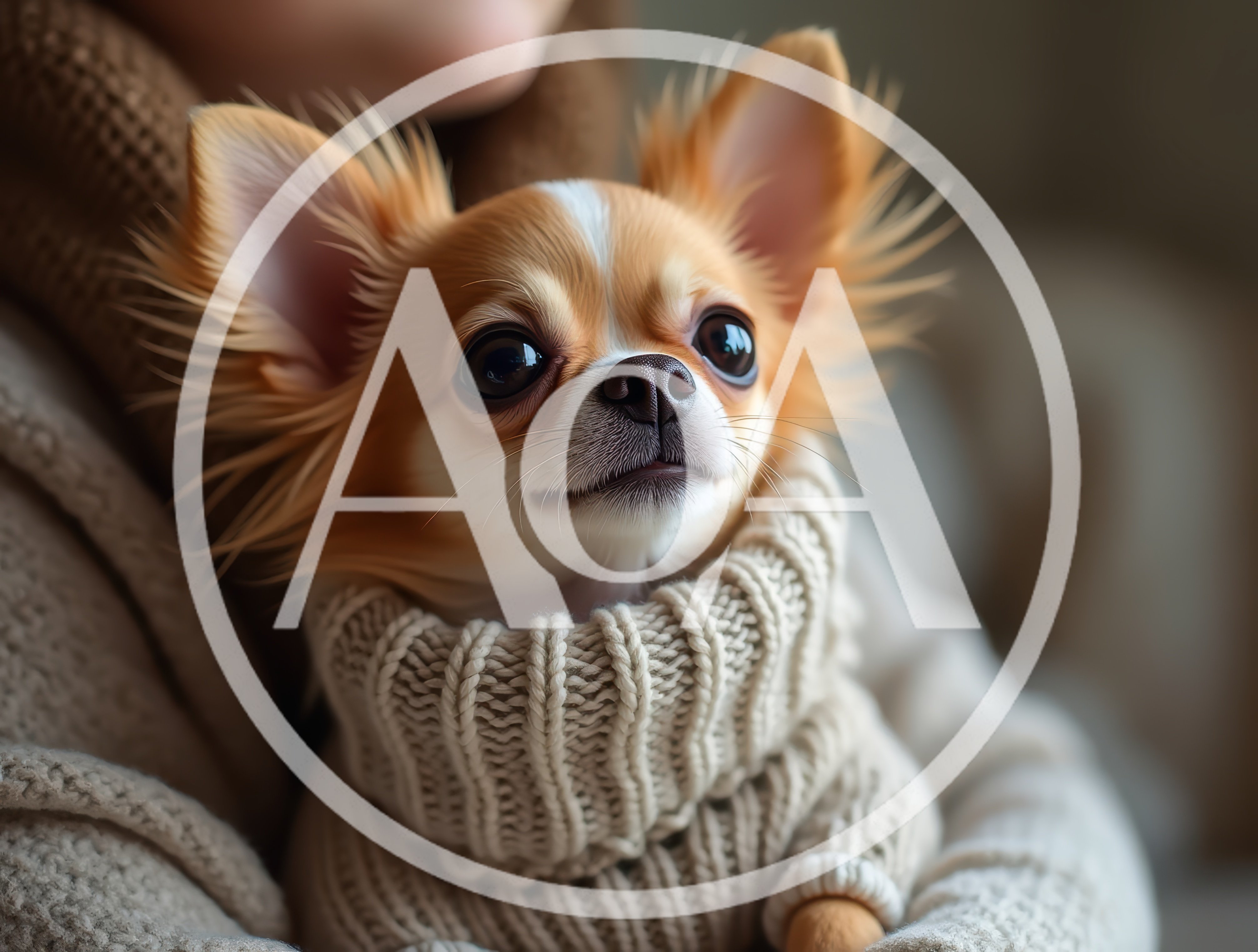 Small Chihuahua Puppy Wearing A Knitted Sweater