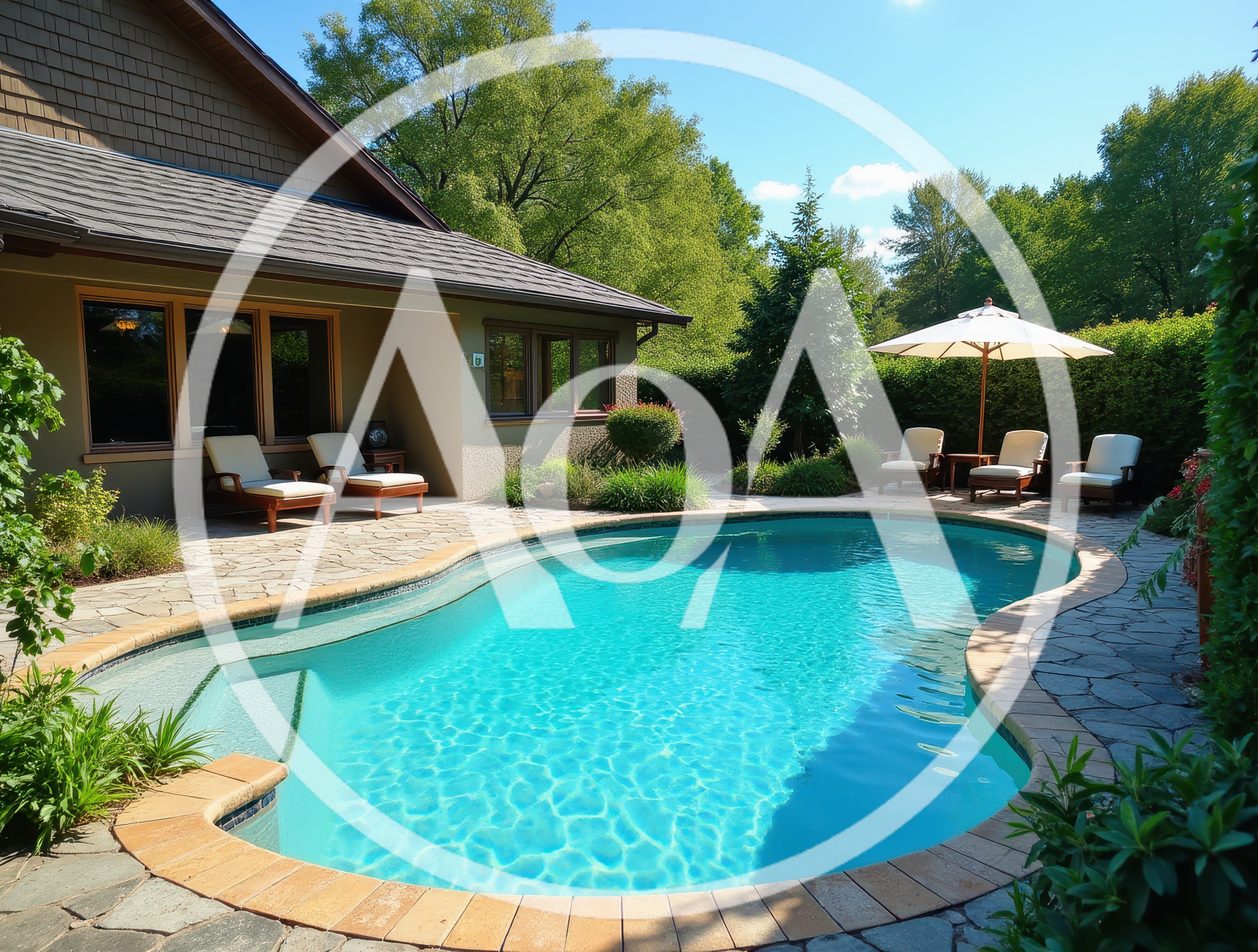 Luxury Backyard Swimming Pool With Lounge Chairs