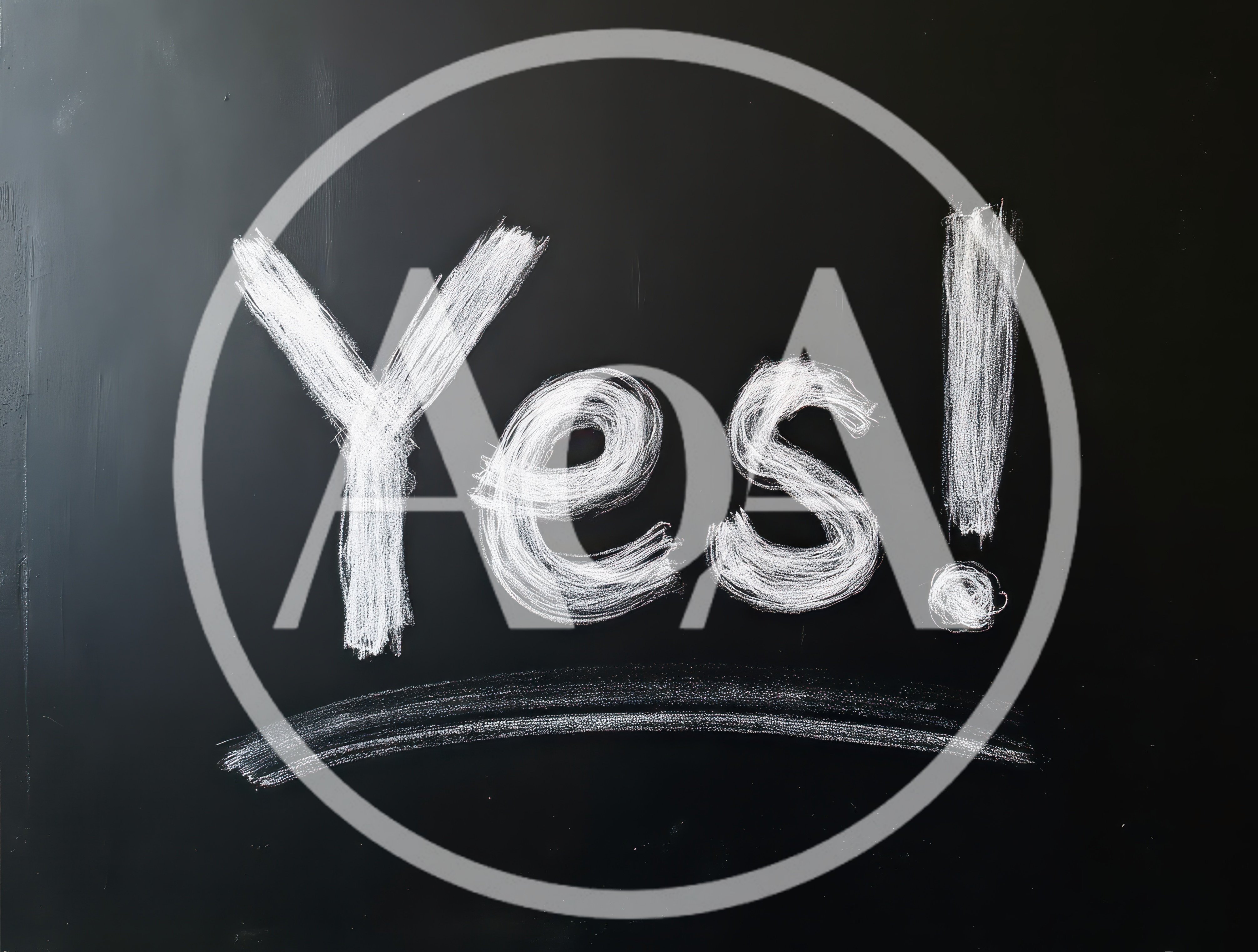 Yes Written In White Chalk On A Black Blackboard