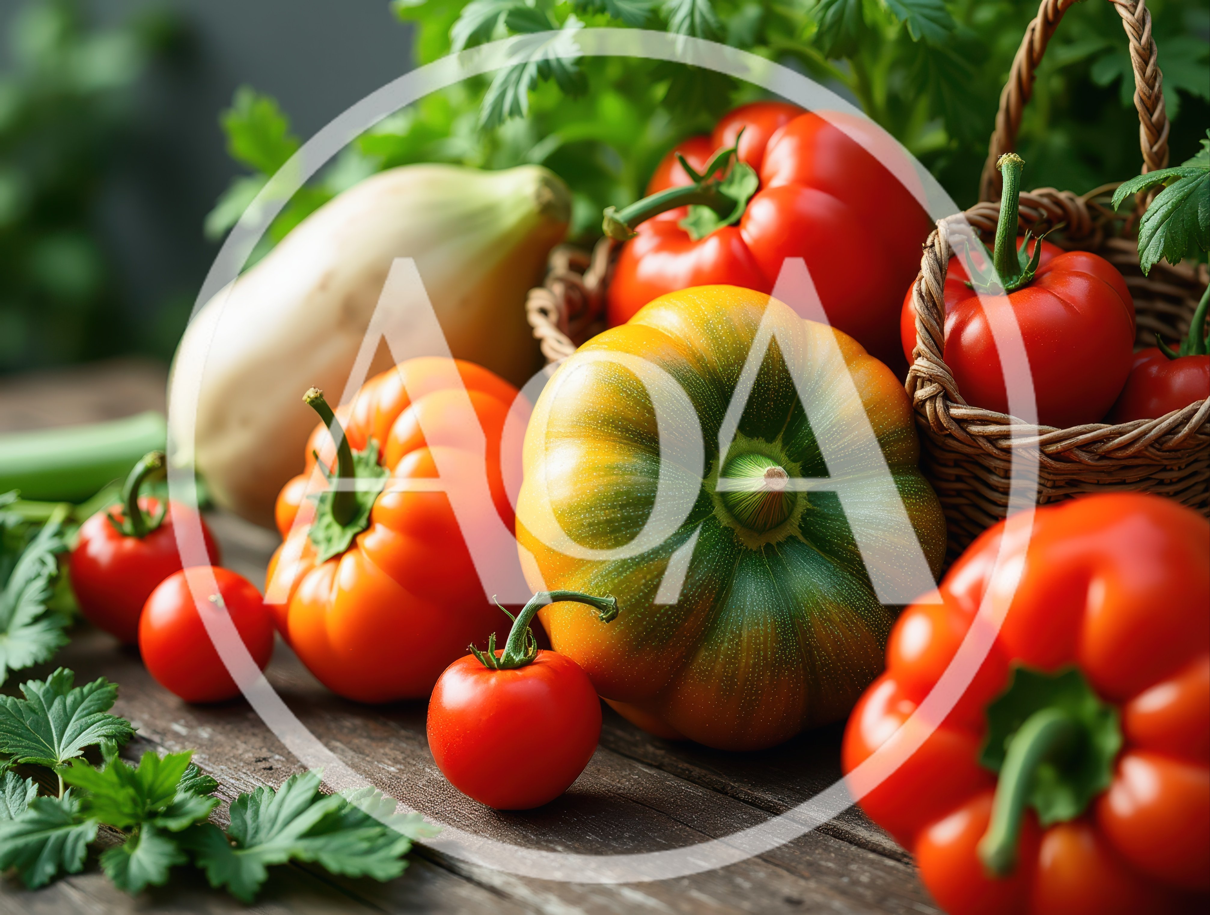 Fresh Harvest Vegetables On A Rustic Wooden Table