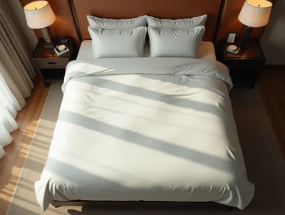 Top Down View Of A Modern Hotel Bedroom