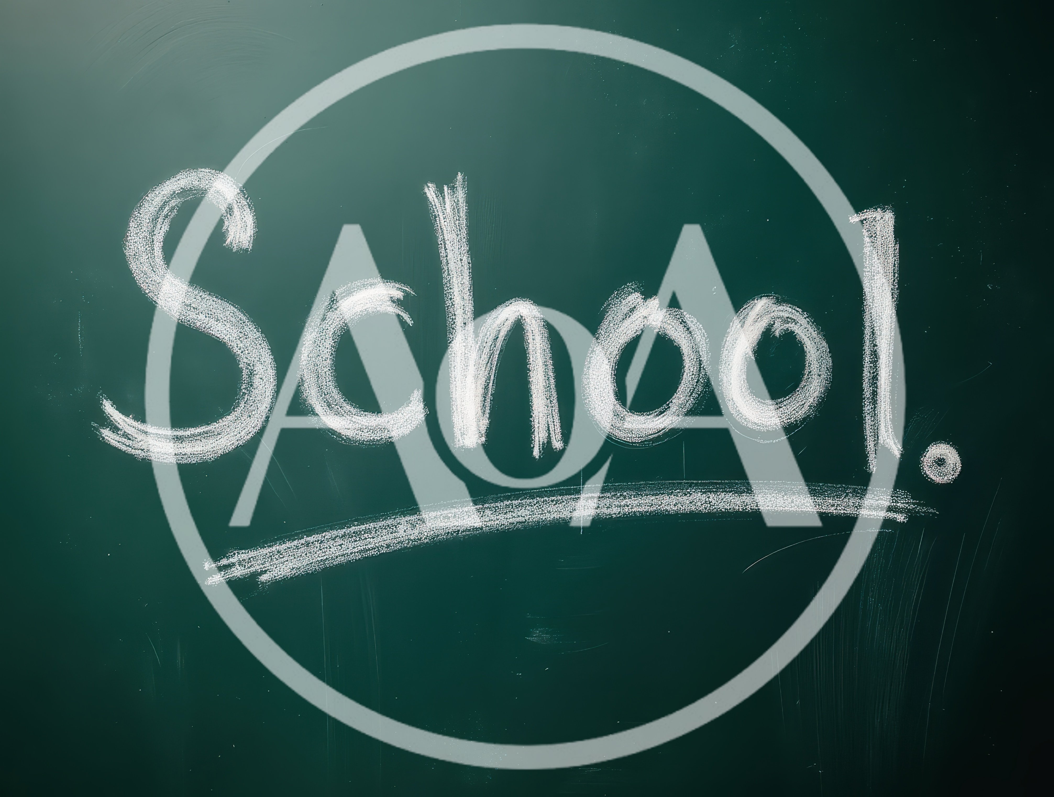 School Written In White Chalk On A Green Blackboard