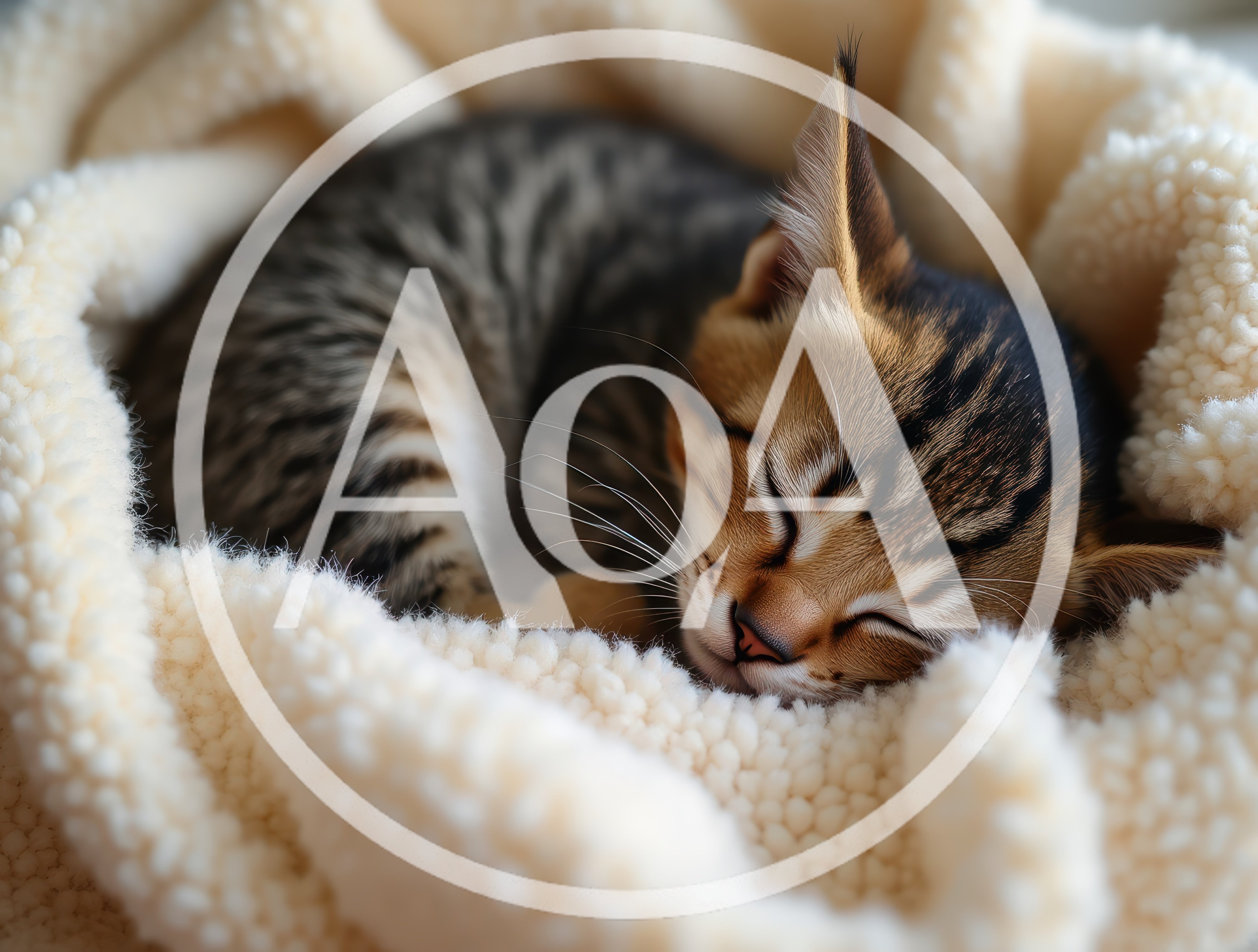 Adorable Tabby Kitten Sleeping On A Soft Blanket