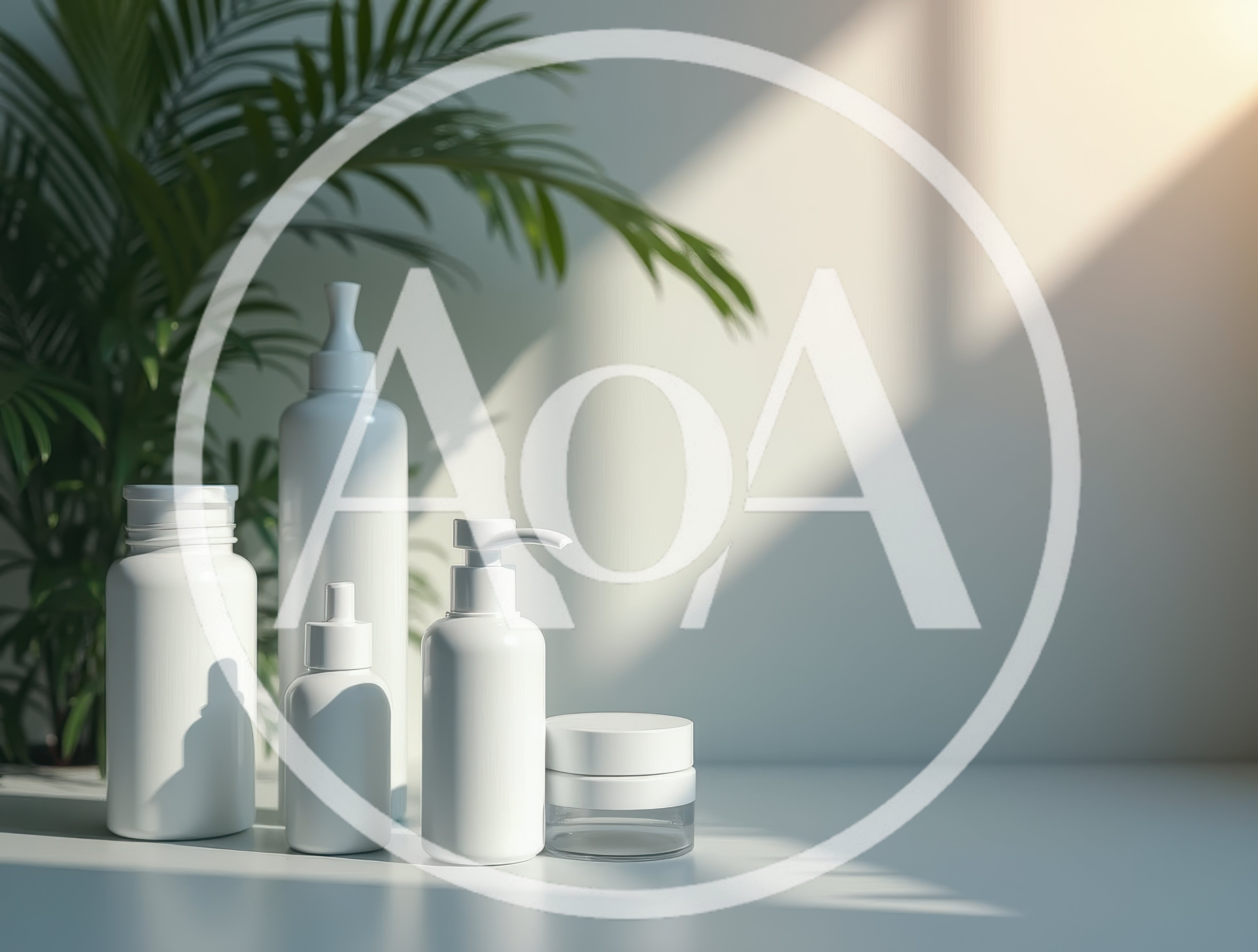 Minimalist White Skincare Product Bottles on Table