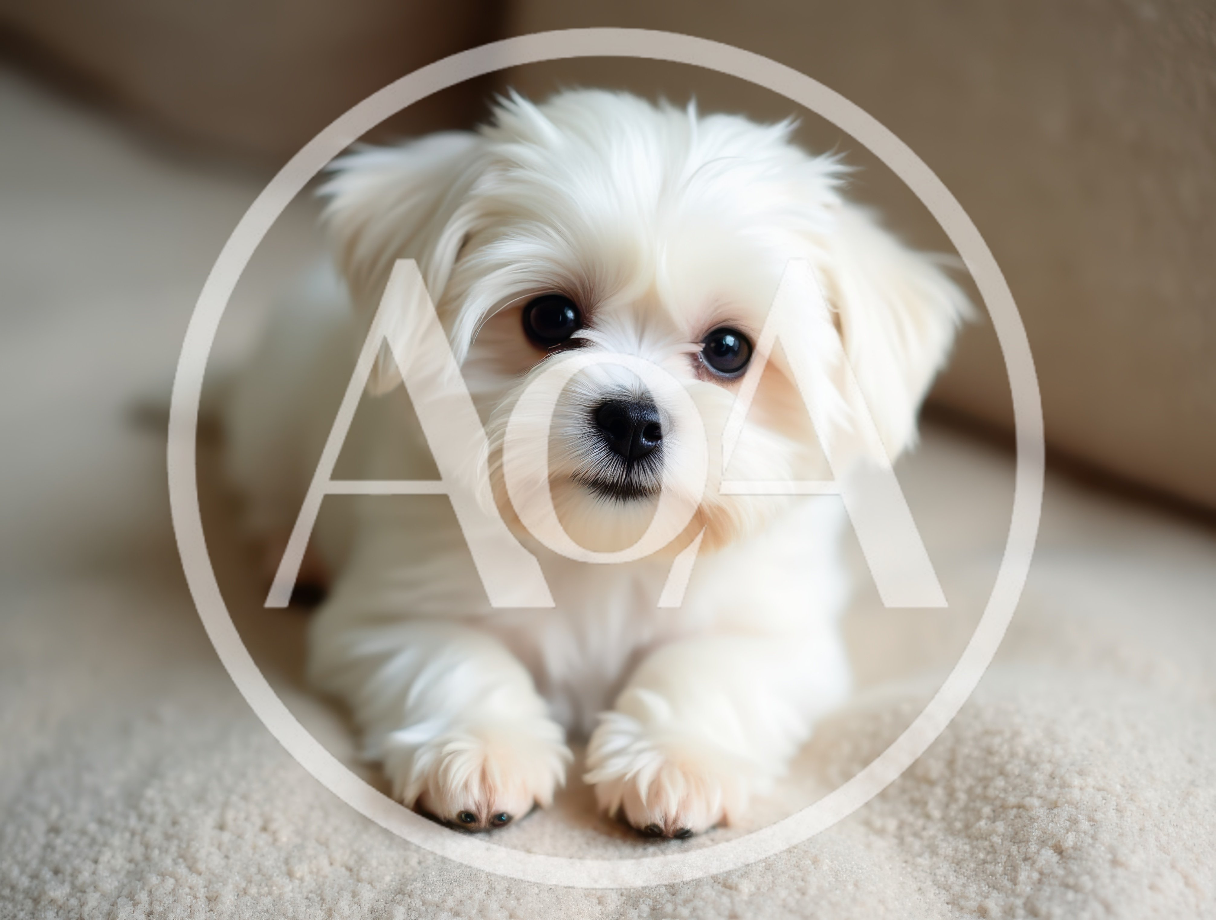 Adorable White Maltese Puppy Resting On Soft Carpet