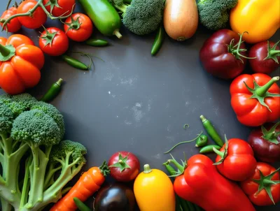 Fresh Vegetables Arranged In A Circular Frame