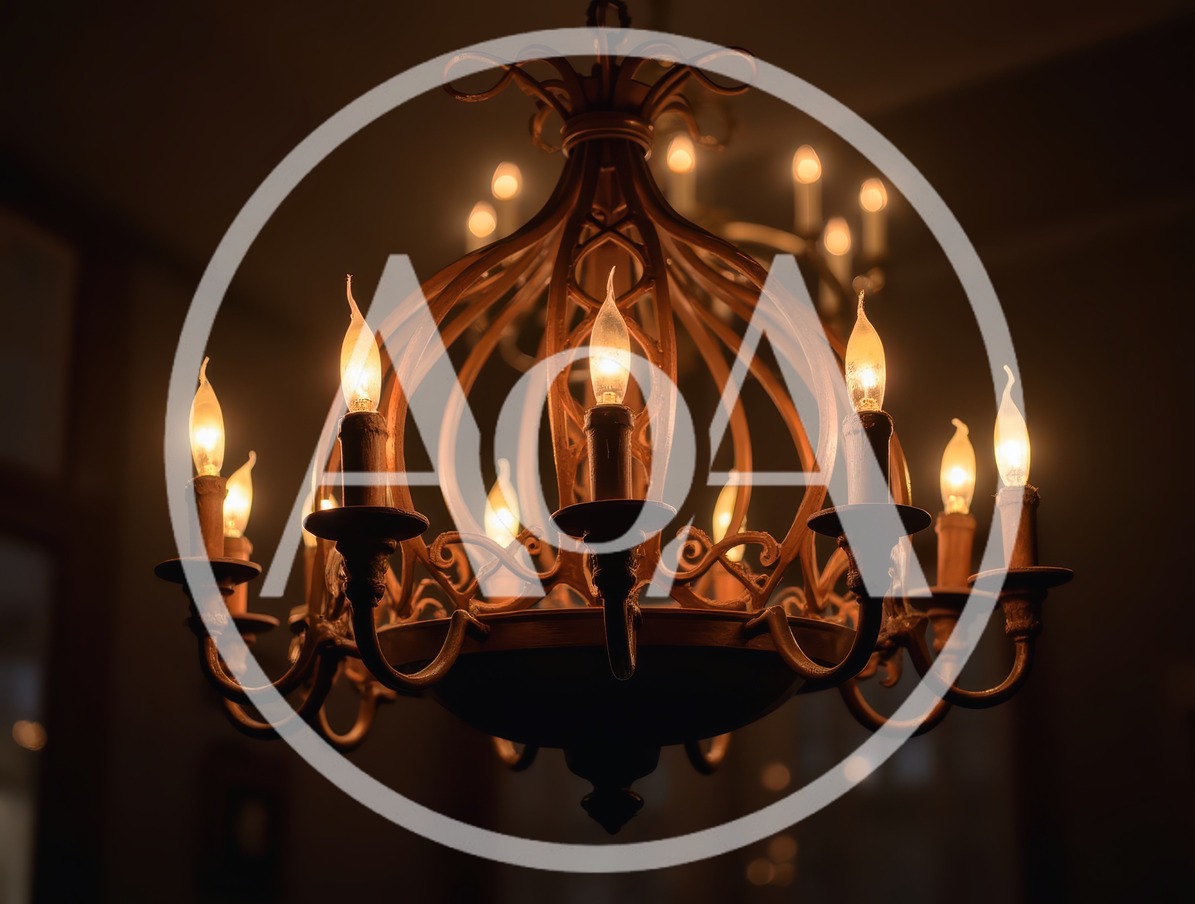 Ornate Iron Chandelier With Glowing Candle Bulbs