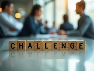 Wooden Blocks Spelling Challenge on Office Table