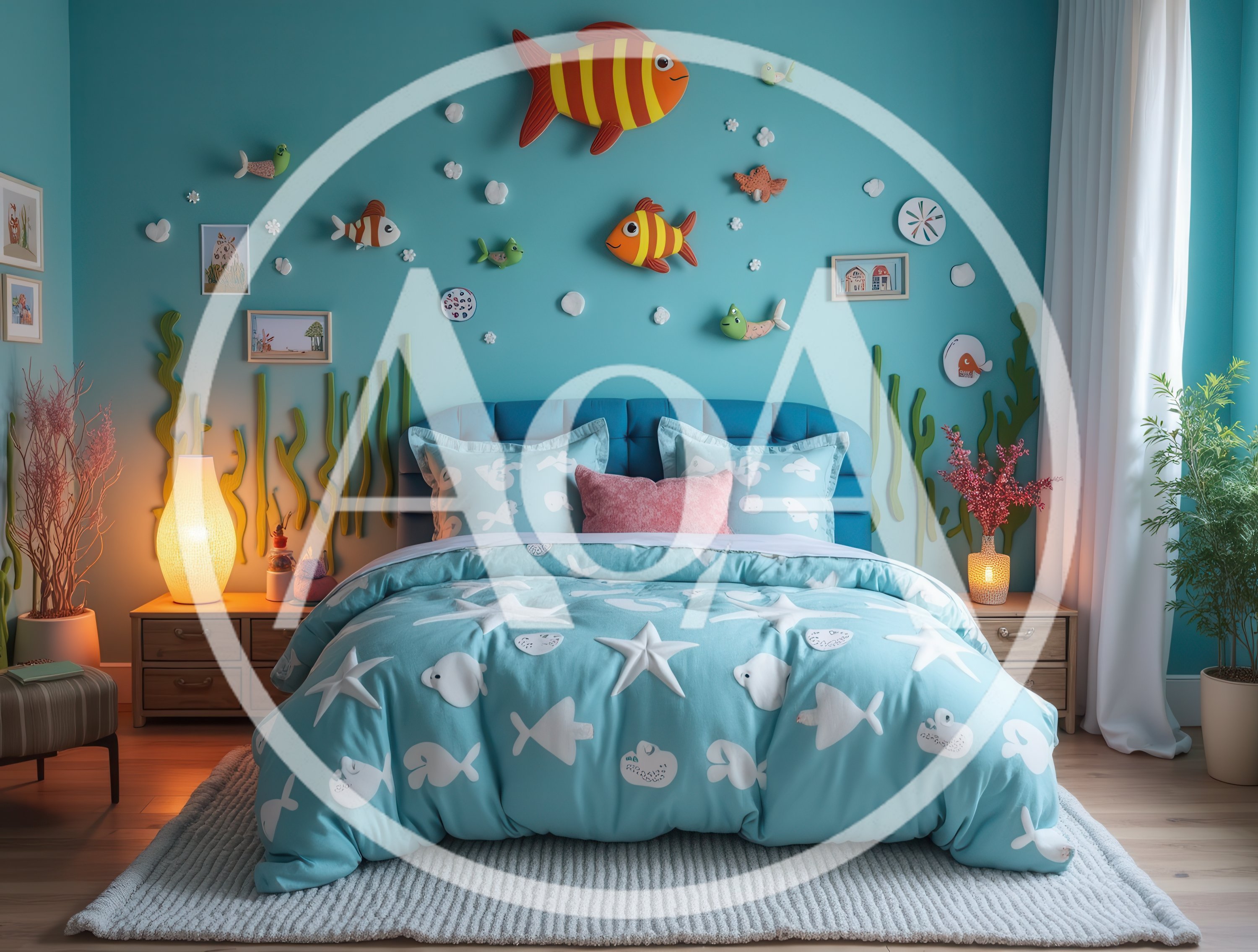 Cozy Children Bedroom With Underwater Theme Decor