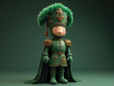 Stylized Green Royal Guard Character Figurine