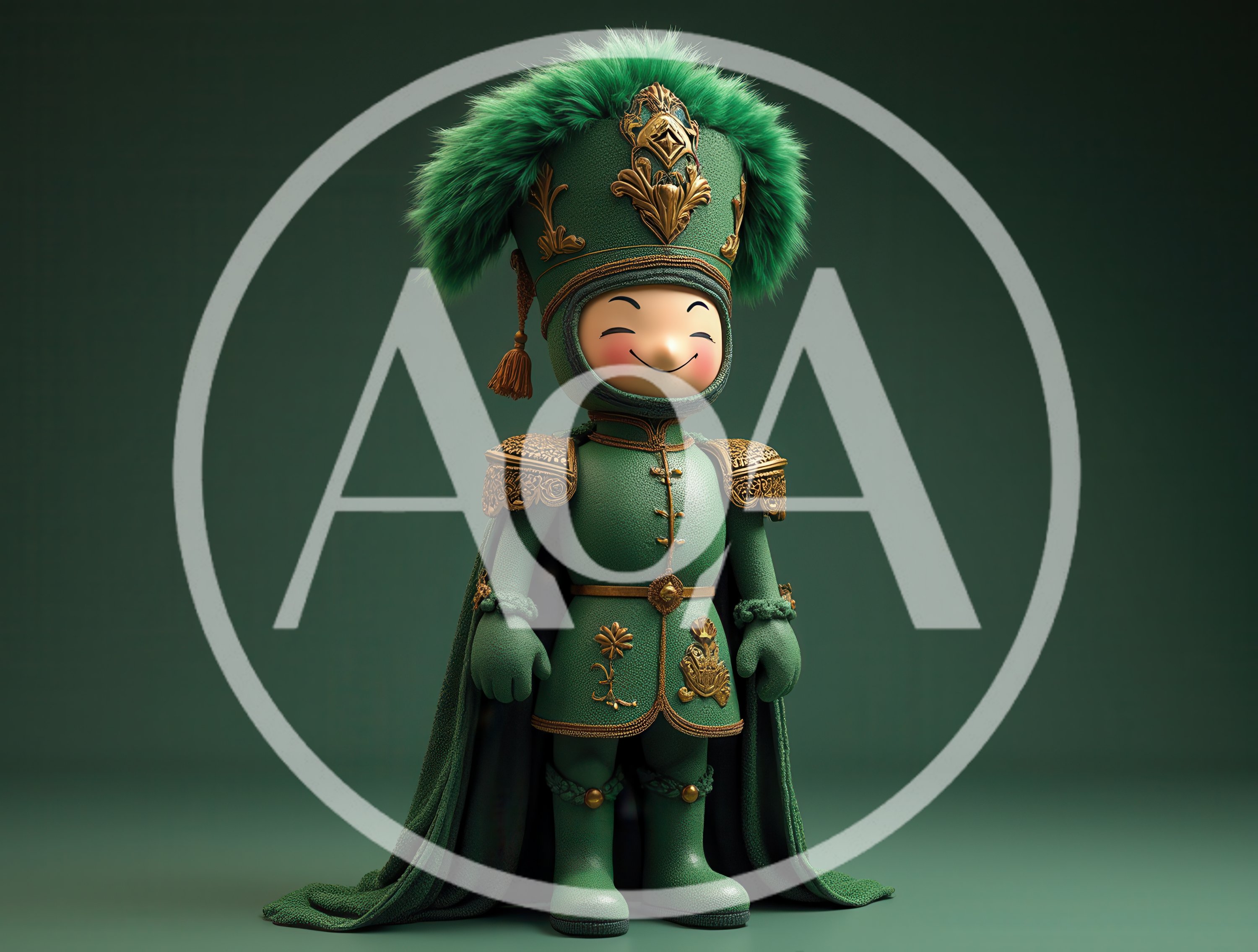 Stylized Green Royal Guard Character Figurine