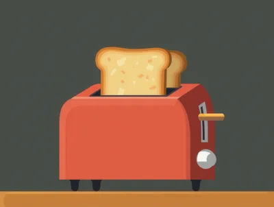 Red Toaster With Slices Of Bread