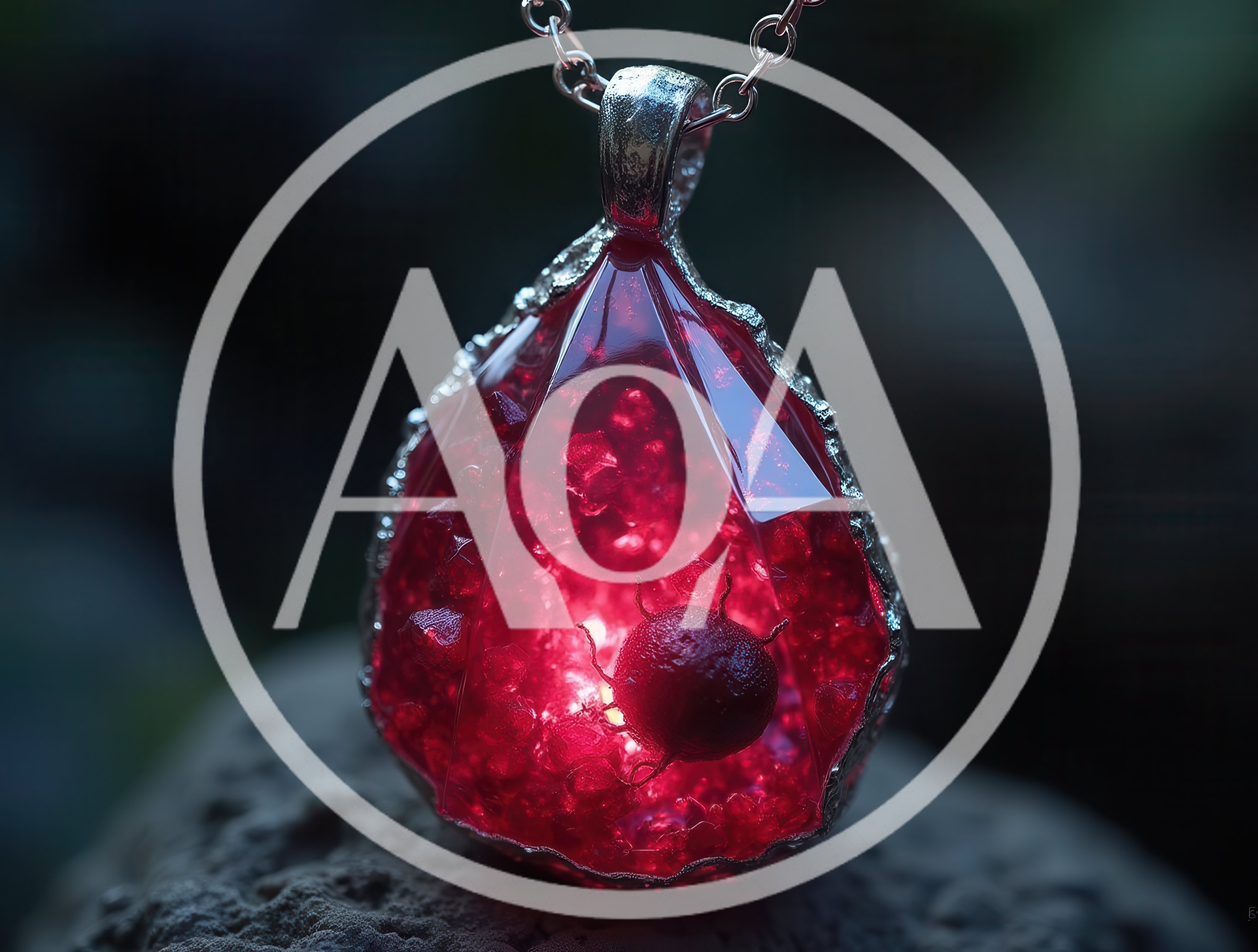 Glowing Red Gemstone Pendant With Internal Insect Inclusion