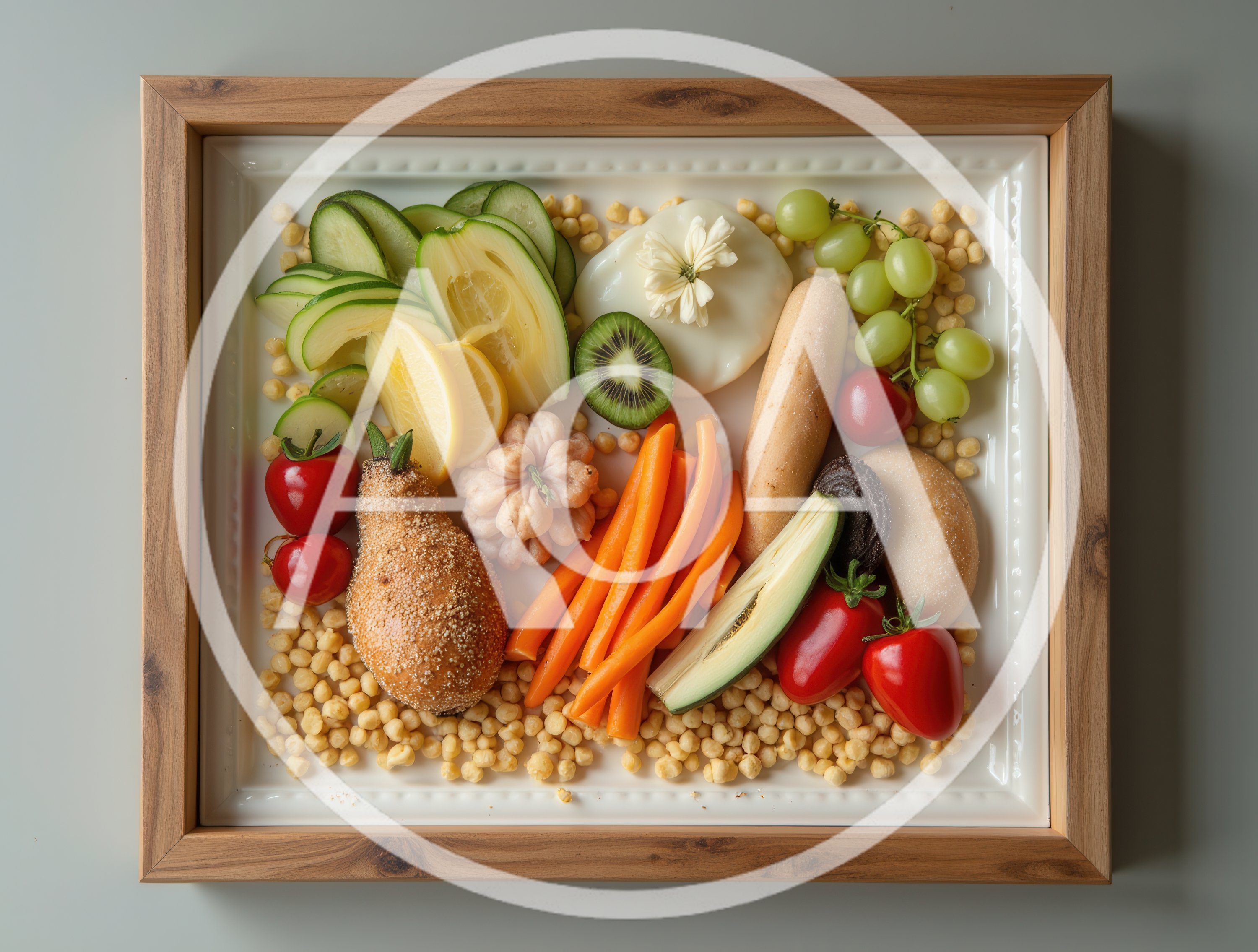 Fresh Vegetable And Fruit Platter On Wooden Tray