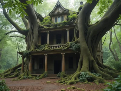 Abandoned Victorian Mansion Overgrown By Ancient Forest Trees