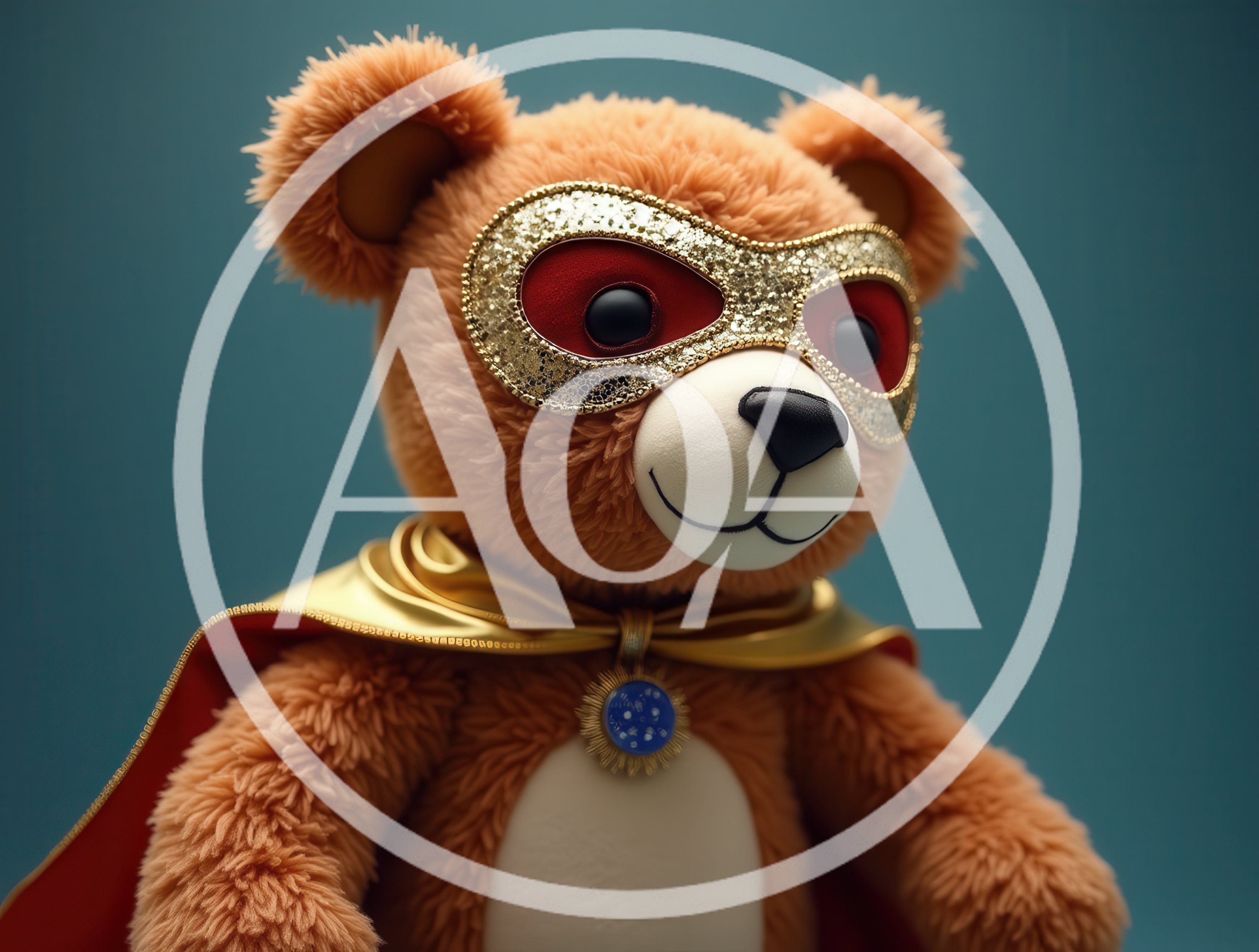 Superhero Teddy Bear With Gold Mask And Cape