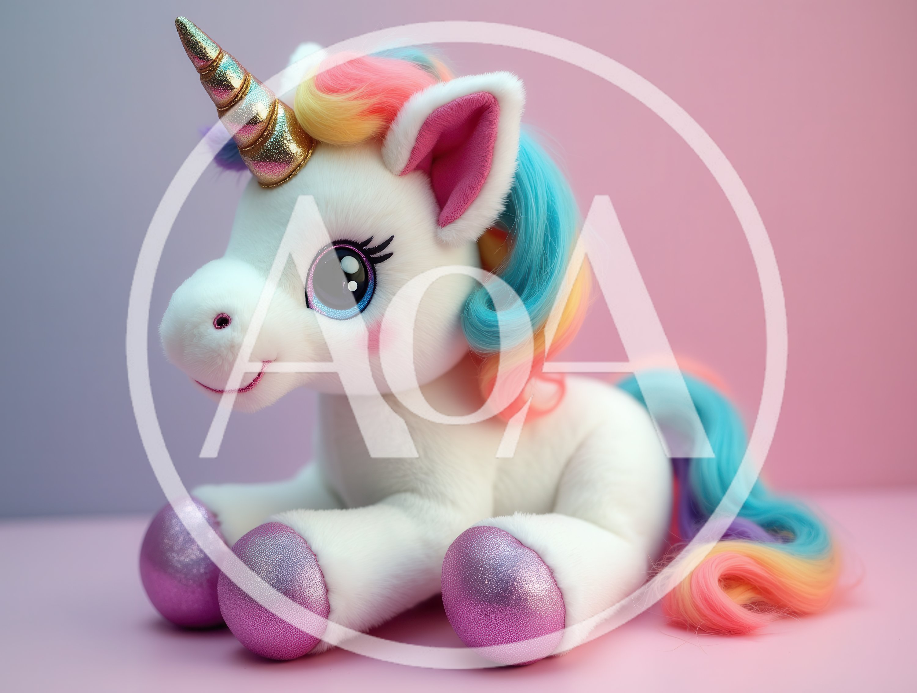Cute Plush Unicorn Toy With Rainbow Mane