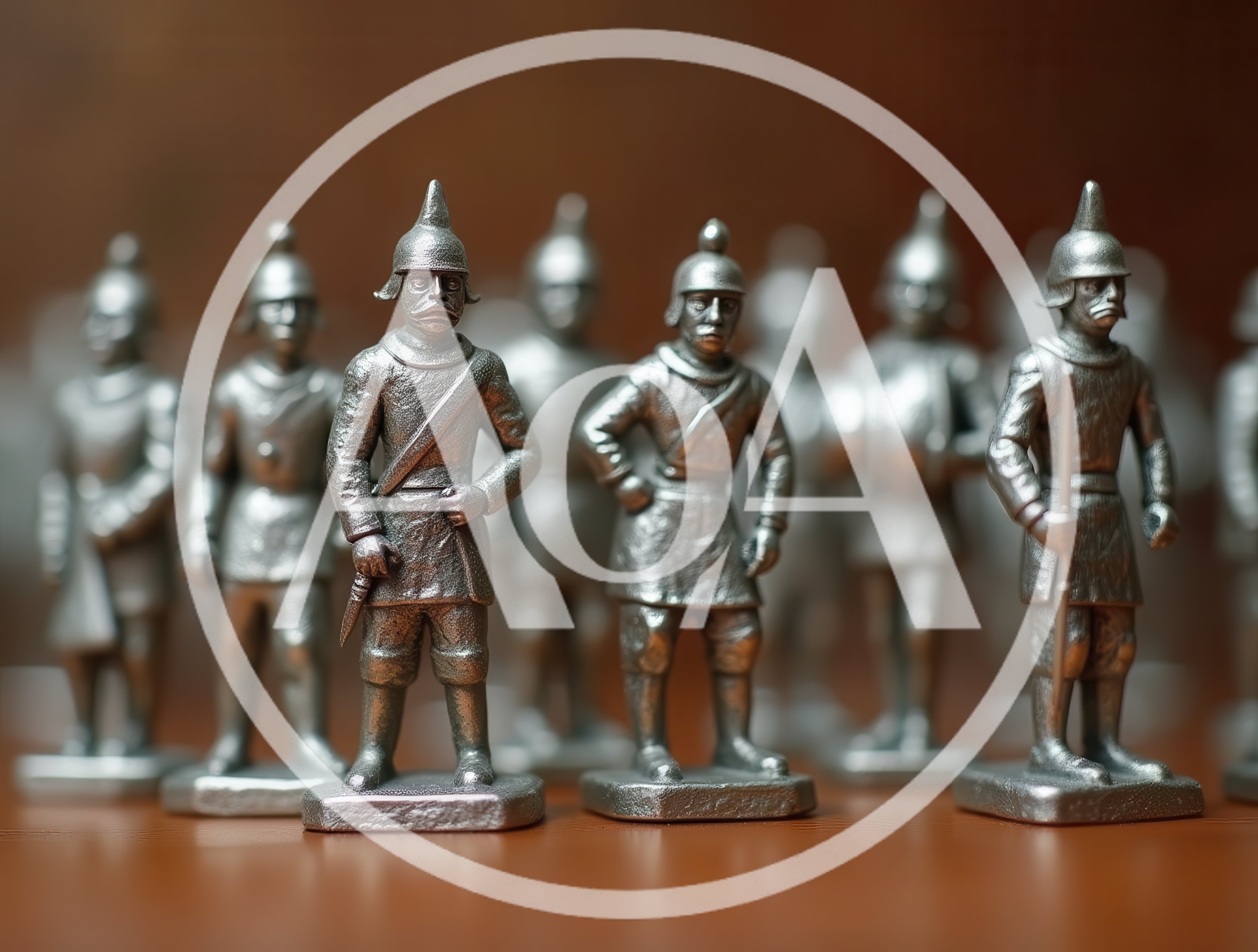 Vintage Metal Toy Soldiers Standing In Formation