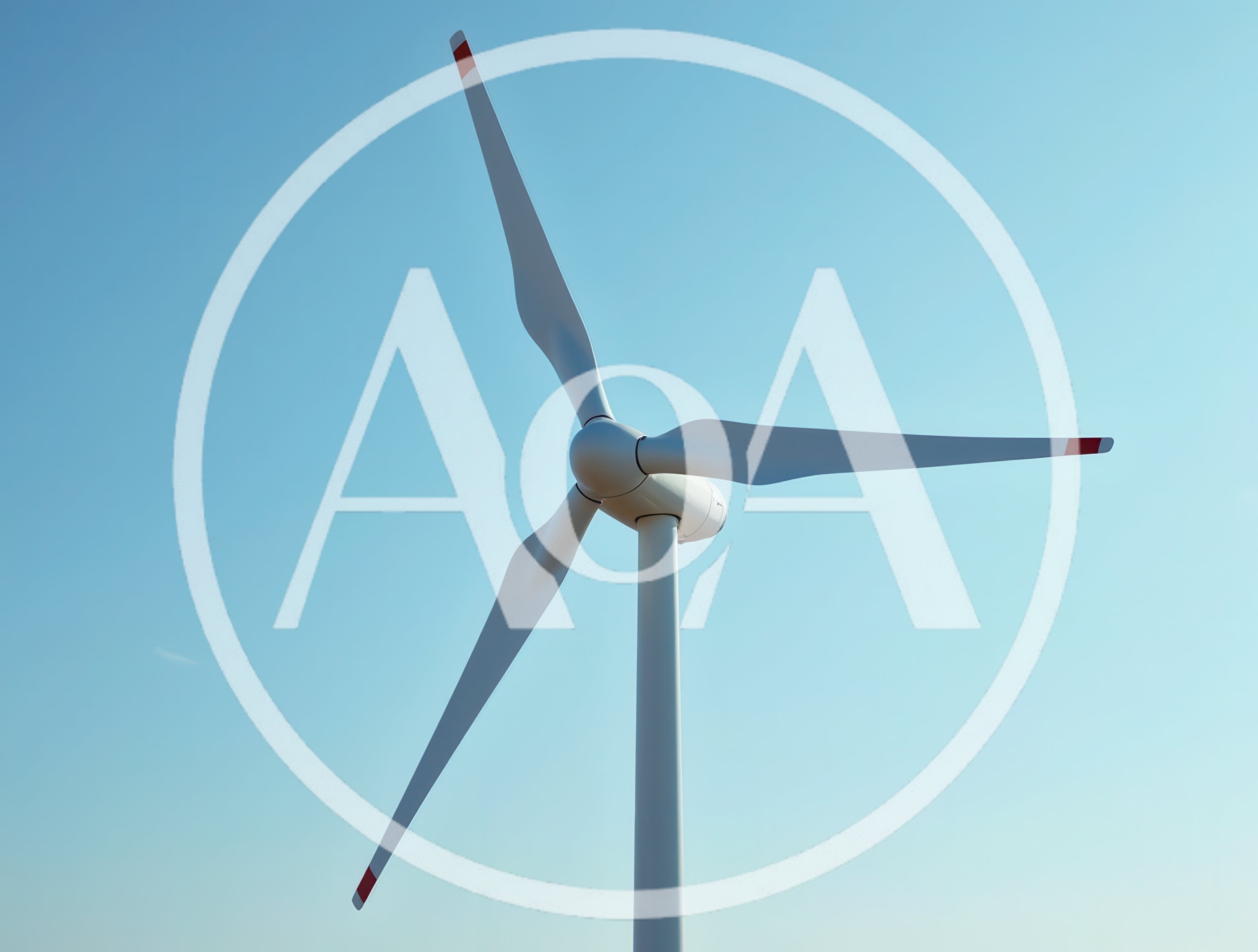Large Wind Turbine Rotating Against Clear Blue Sky