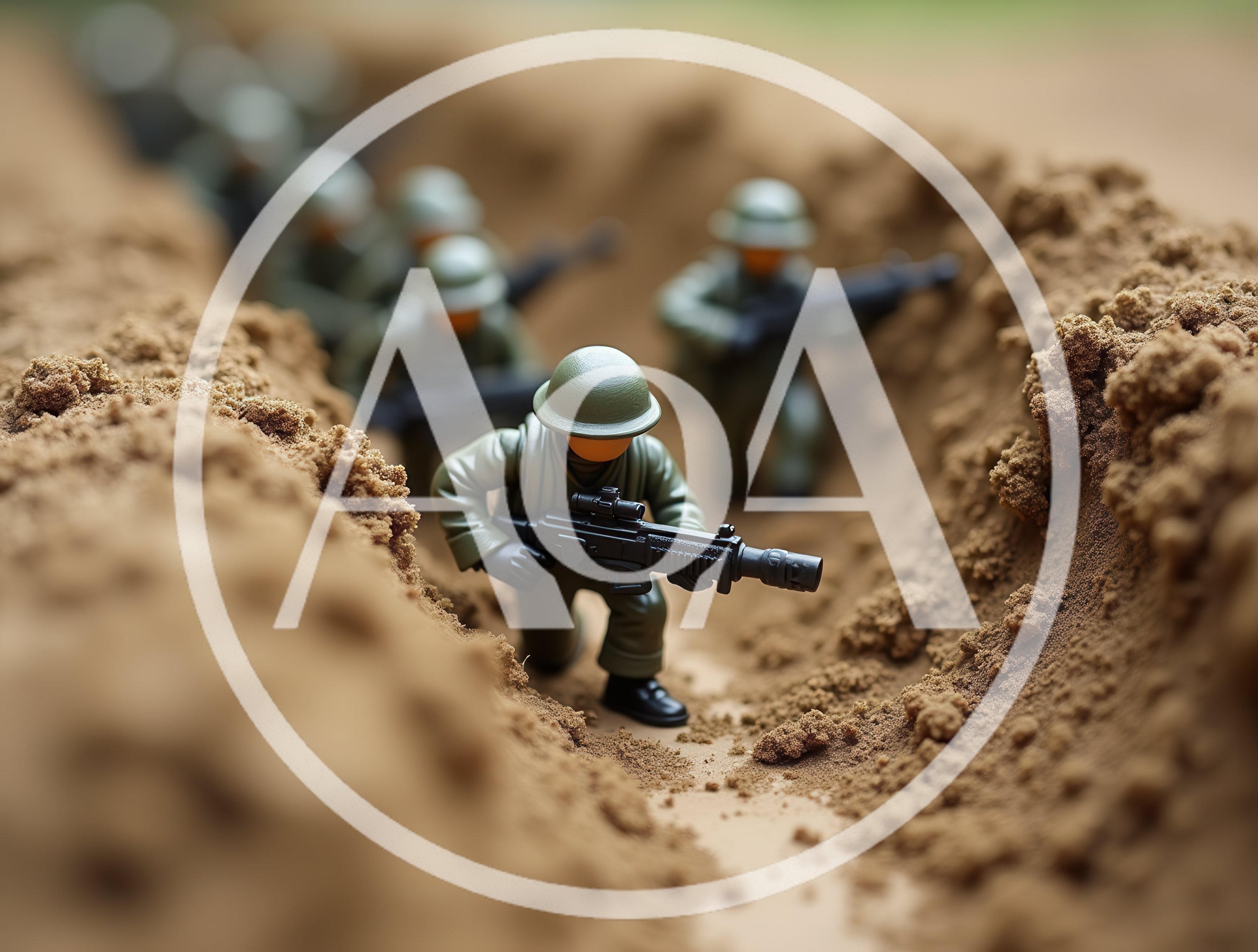 Toy Soldiers In A Miniature Trench