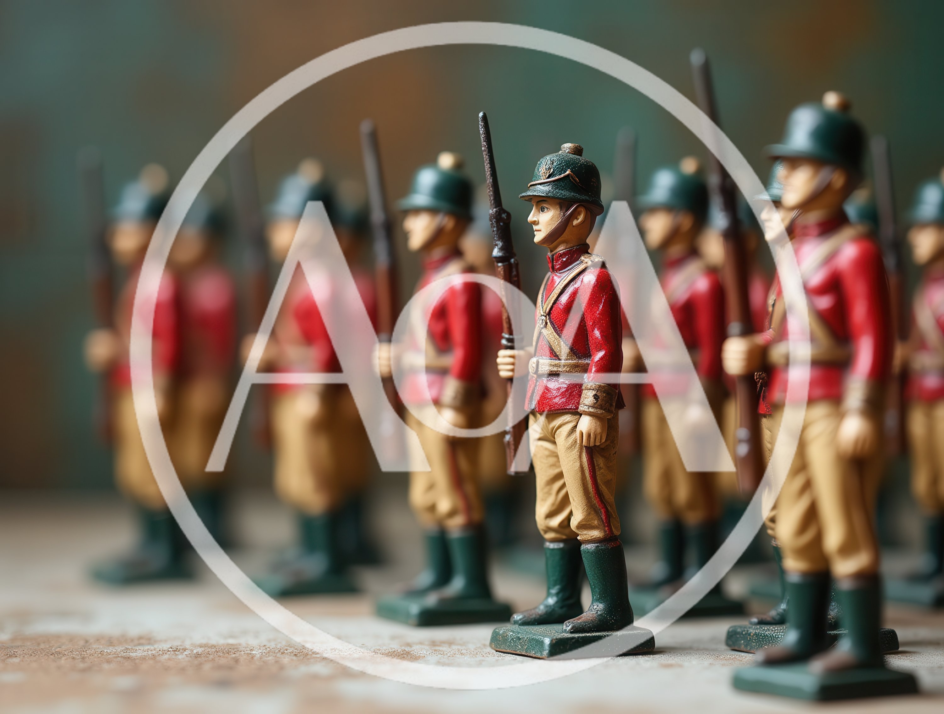 Miniature Toy Soldiers Standing In Formation