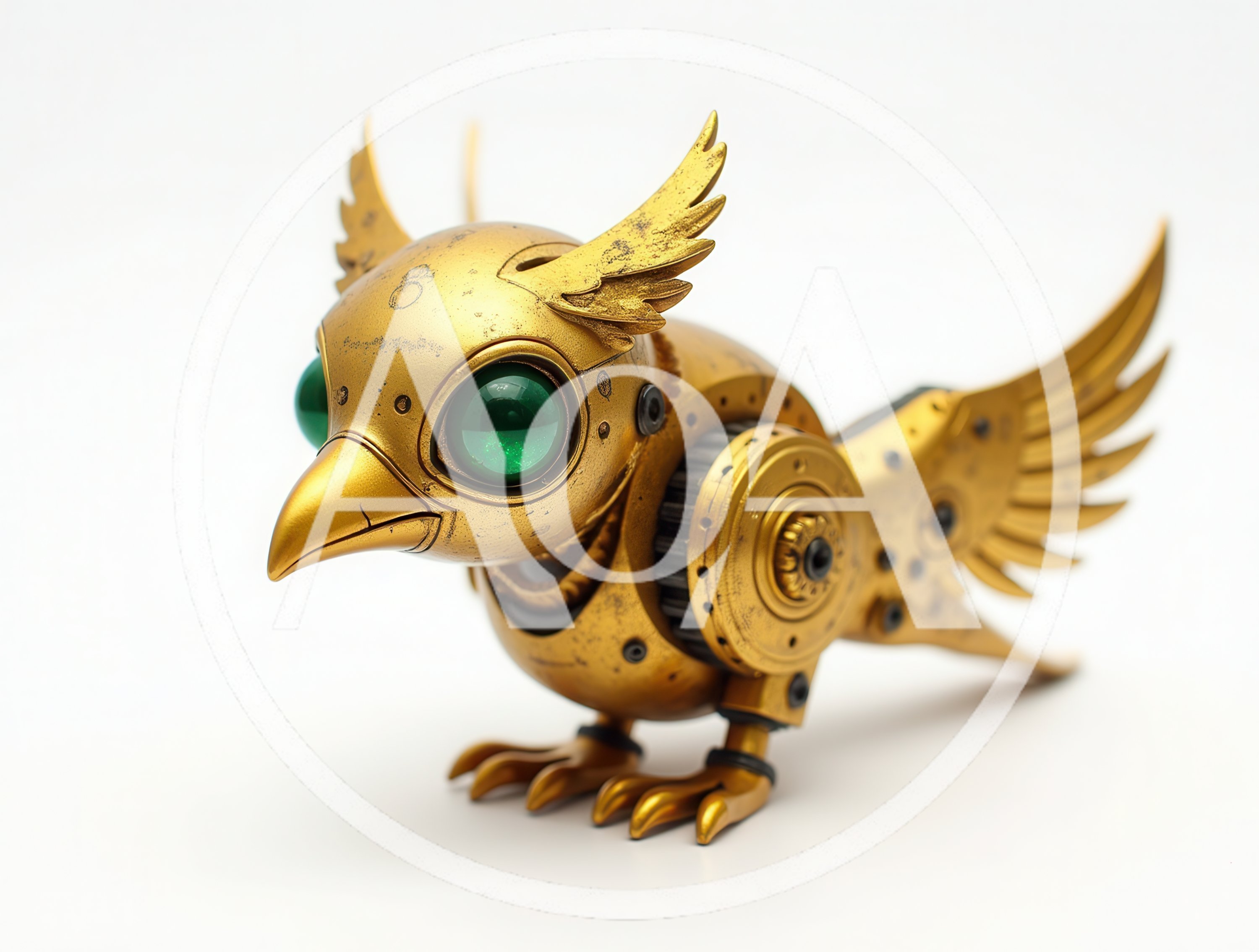 Steampunk Mechanical Golden Bird Figurine
