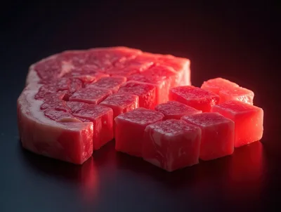 Raw Beef Steak Cut Into Cubes