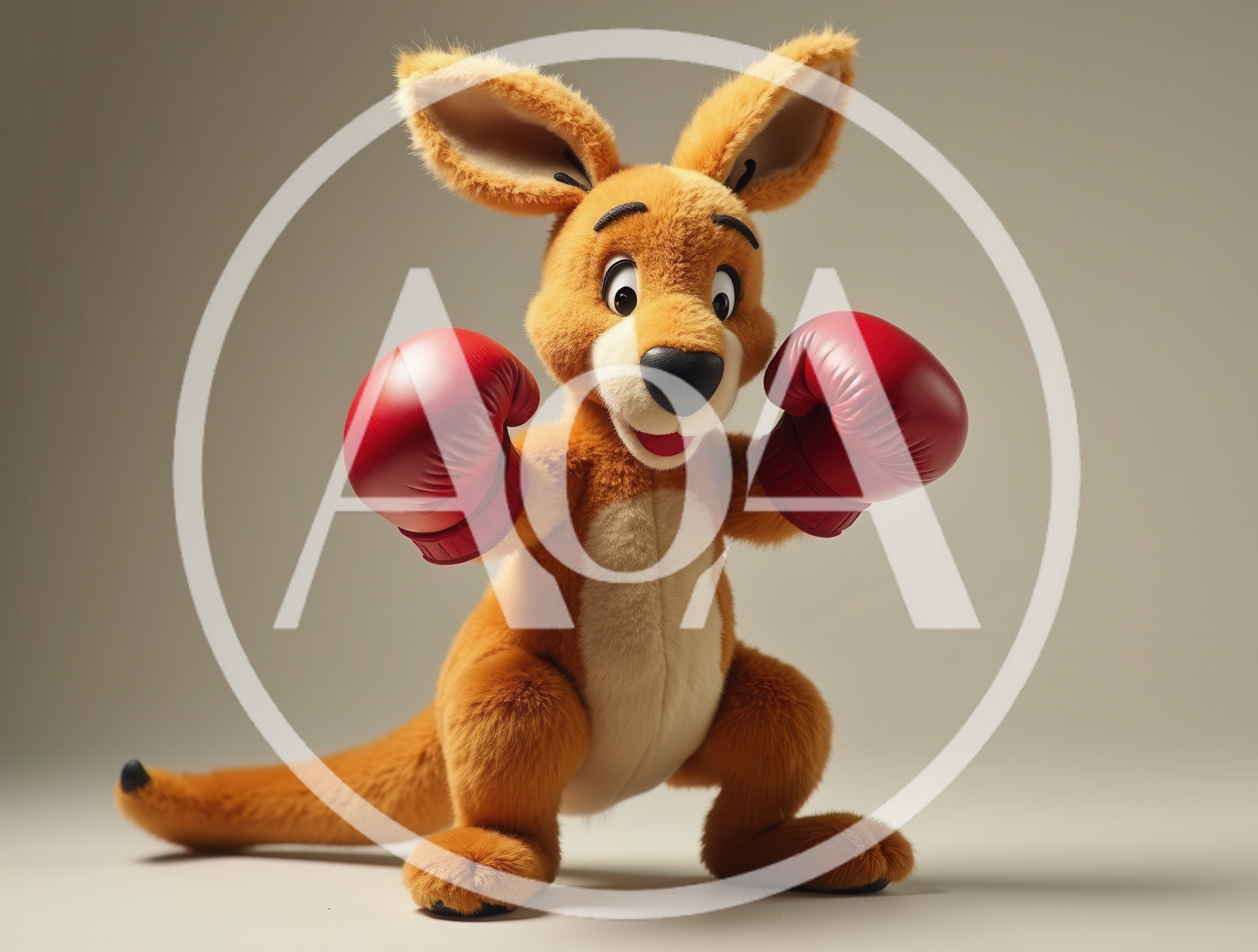 Cartoon Kangaroo Wearing Red Boxing Gloves