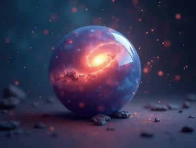 Glowing Galaxy Contained Within A Glass Sphere